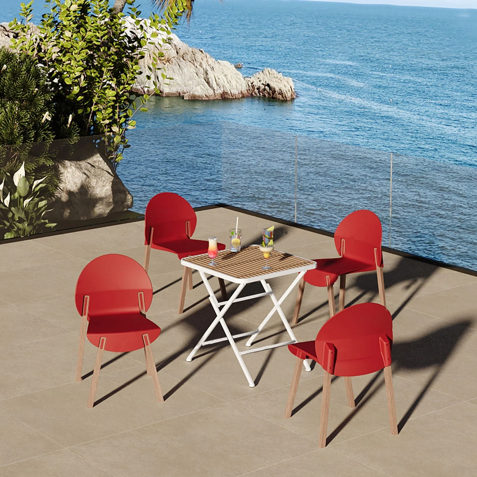 4 Piece Set Of Single Chairs With A Folding Square Table - Image 10