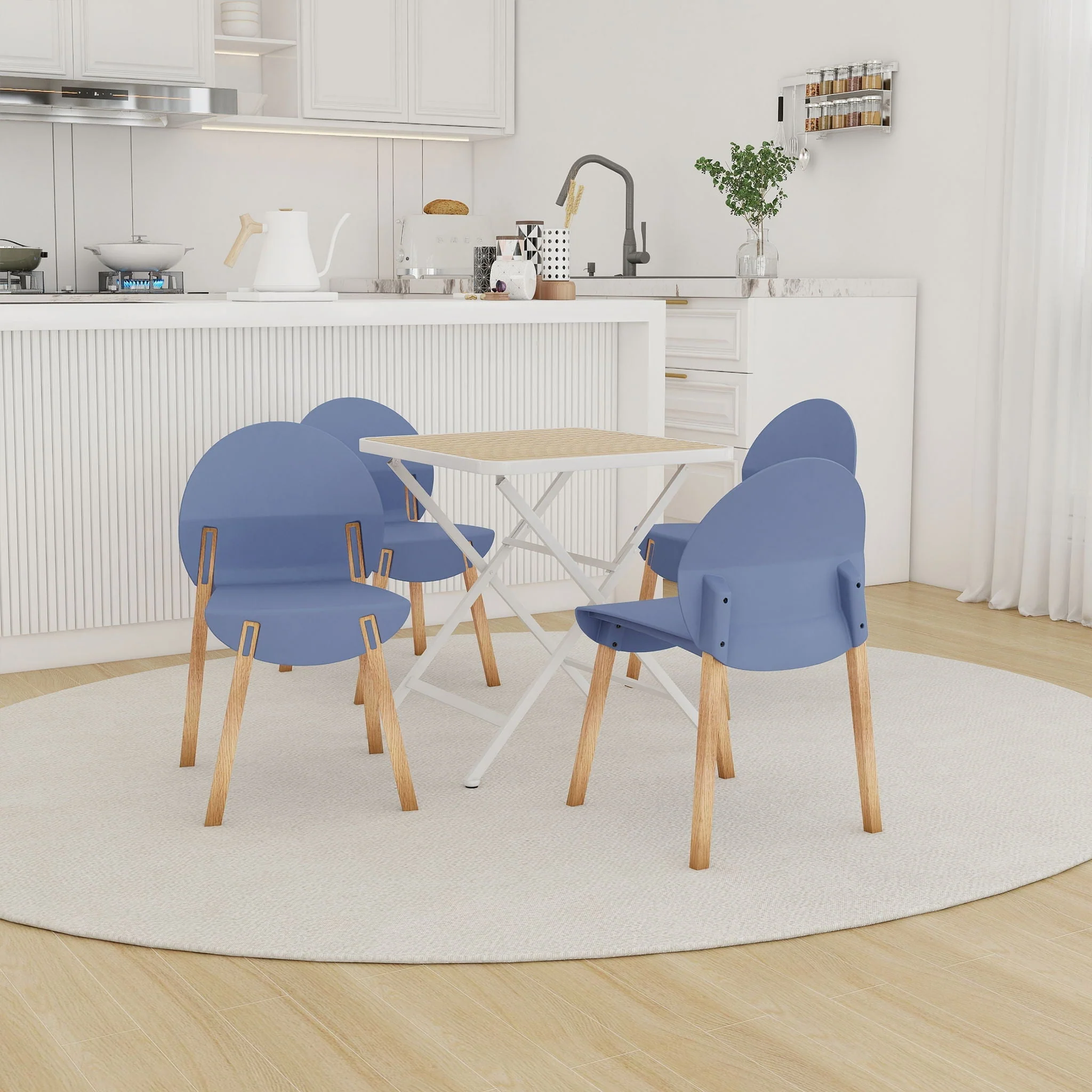 4 Piece Set Of Single Chairs With A Folding Square Table - Image 12