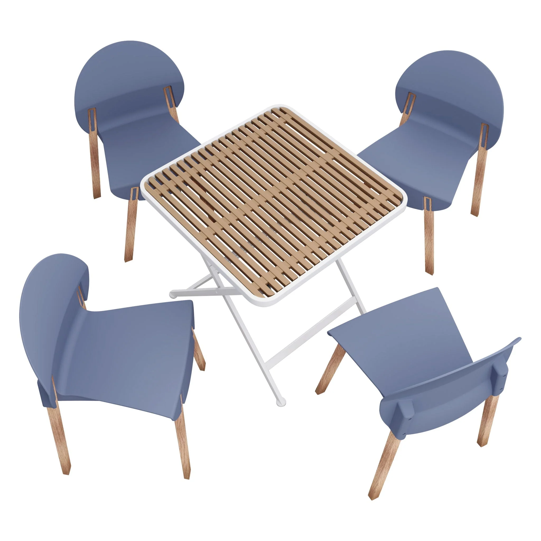 4 Piece Set Of Single Chairs With A Folding Square Table - Image 2