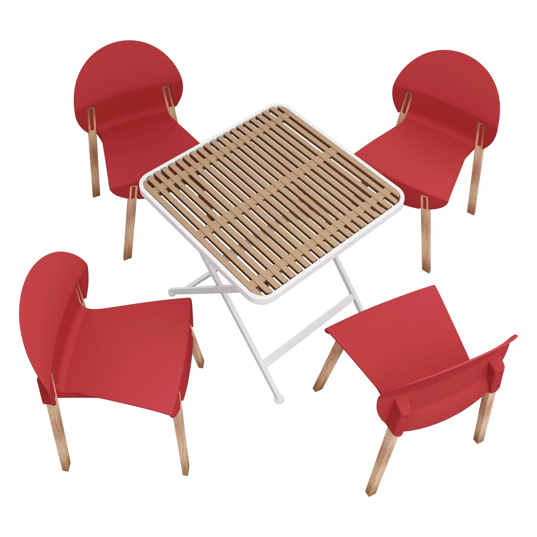 4 Piece Set Of Single Chairs With A Folding Square Table - Image 3