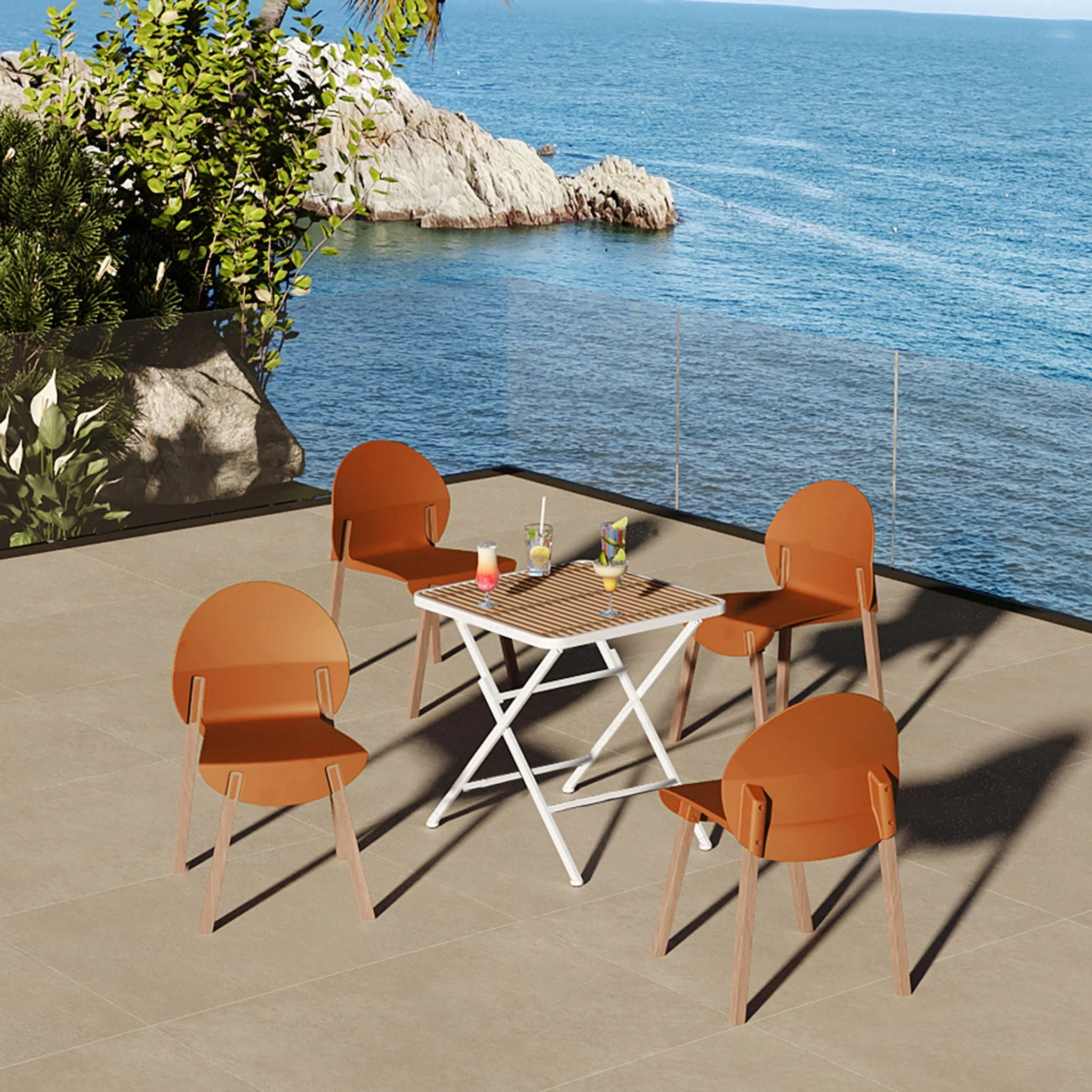 4 Piece Set Of Single Chairs With A Folding Square Table - Image 5