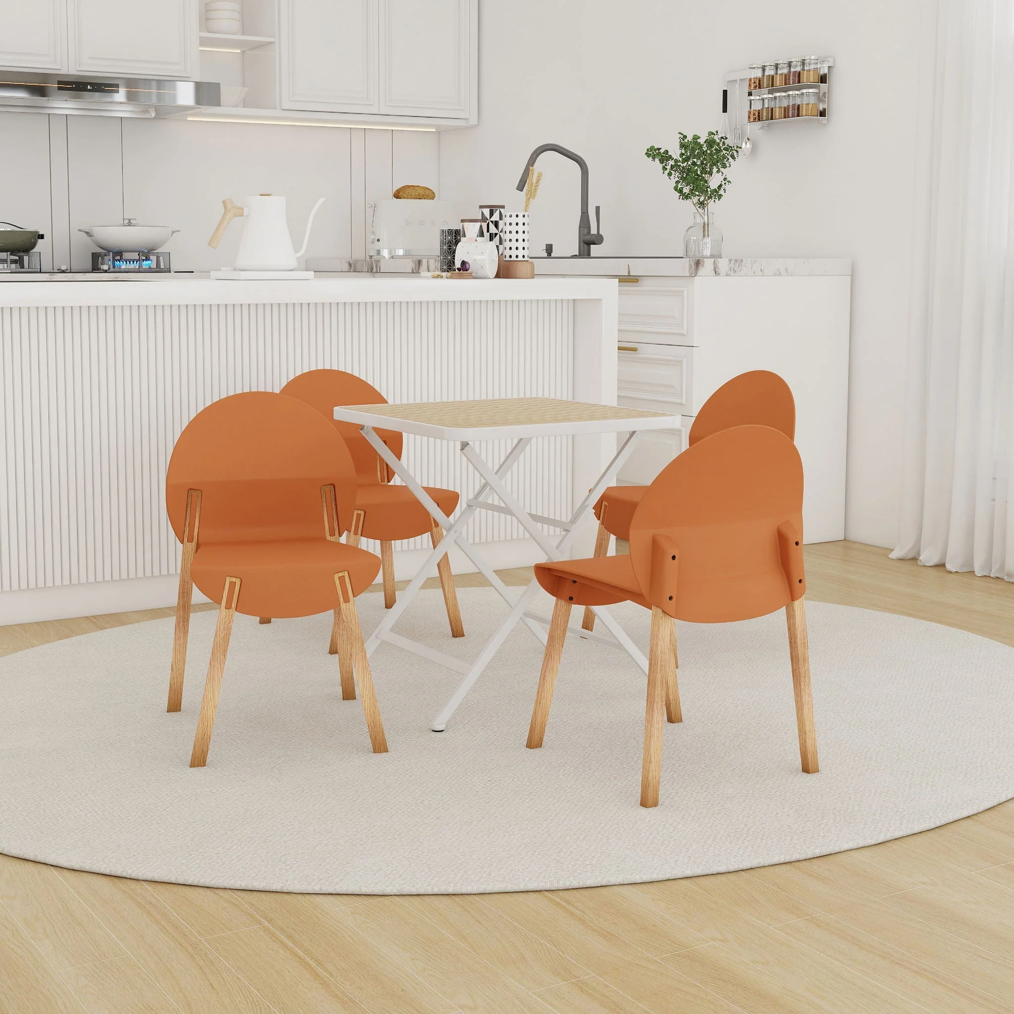 4 Piece Set Of Single Chairs With A Folding Square Table - Image 8