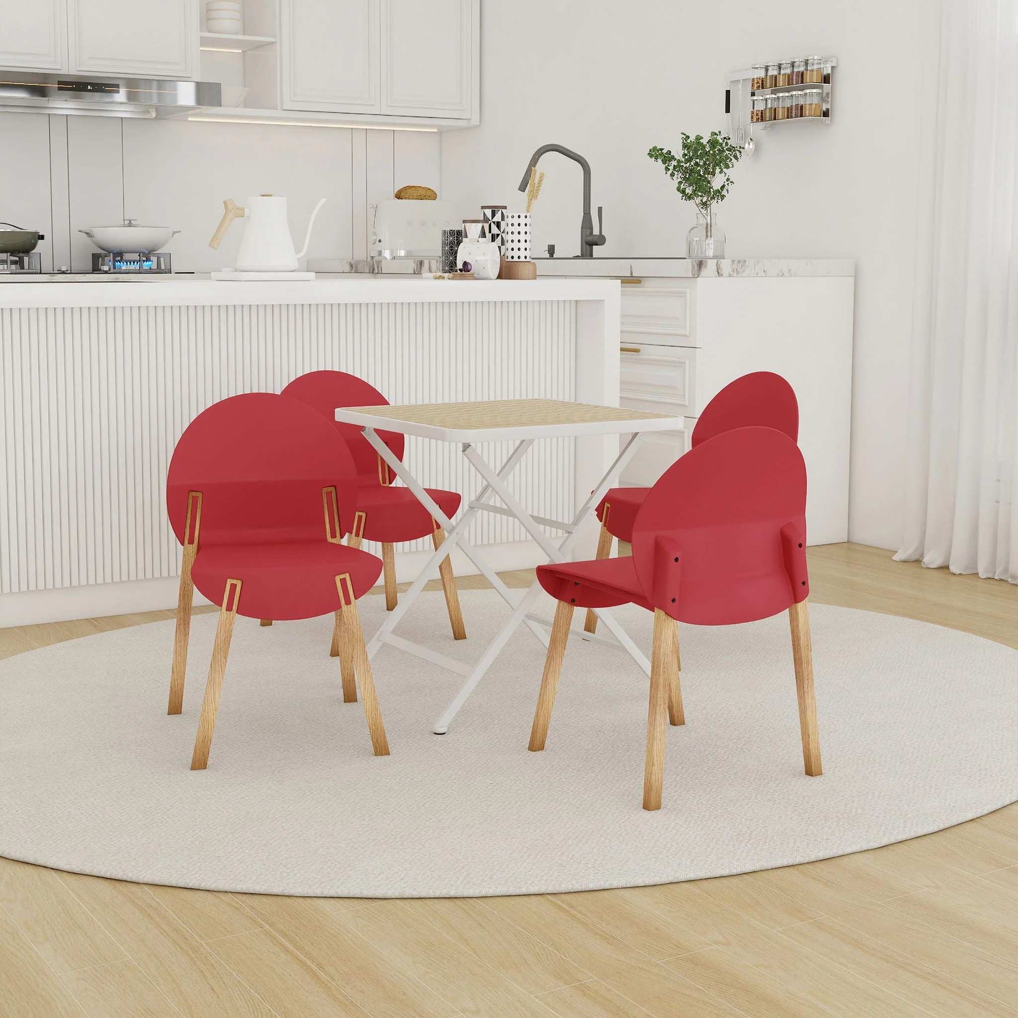 4 Piece Set Of Single Chairs With A Folding Square Table - Image 9