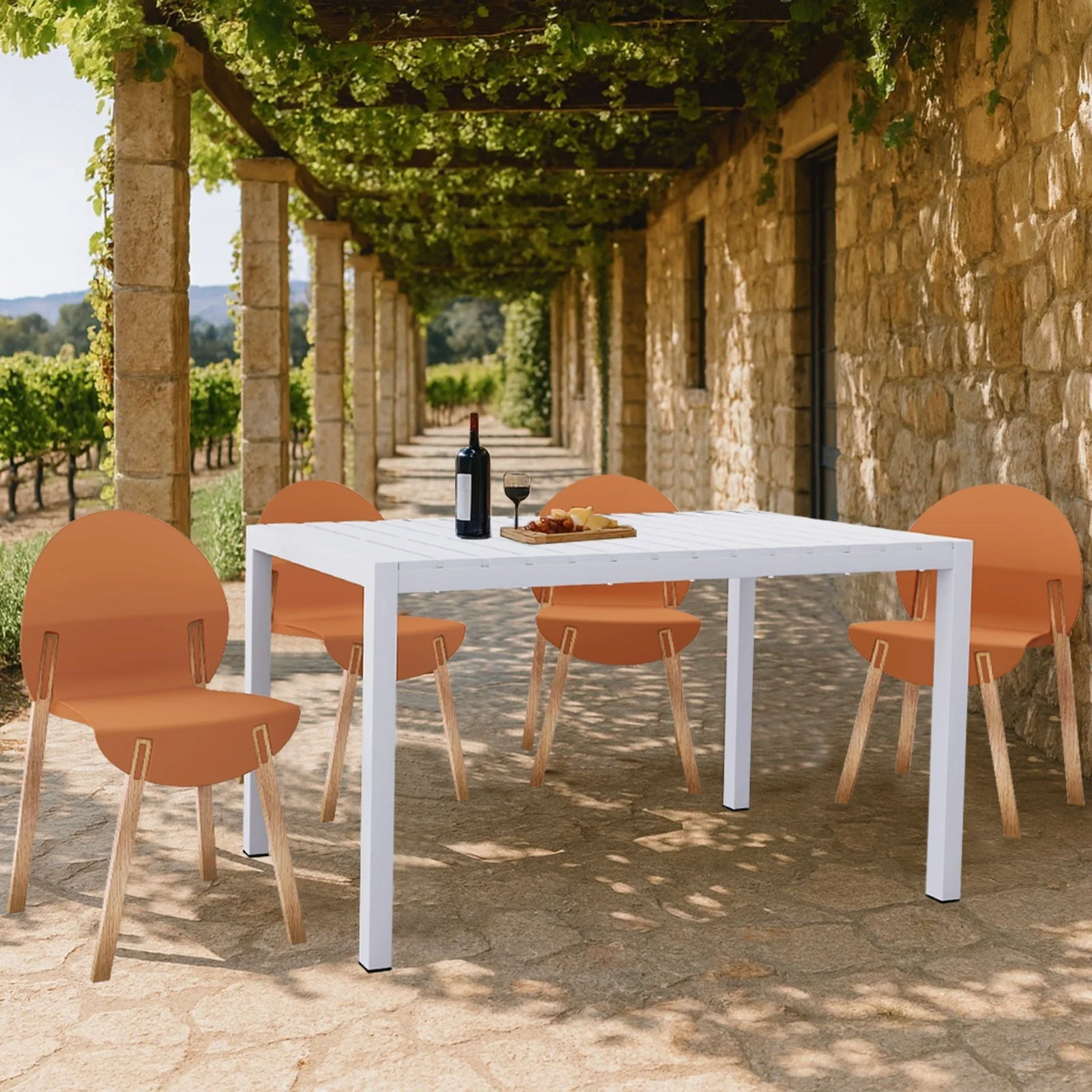 4 Piece Set Of Single Chairs With Long Table - Image 9