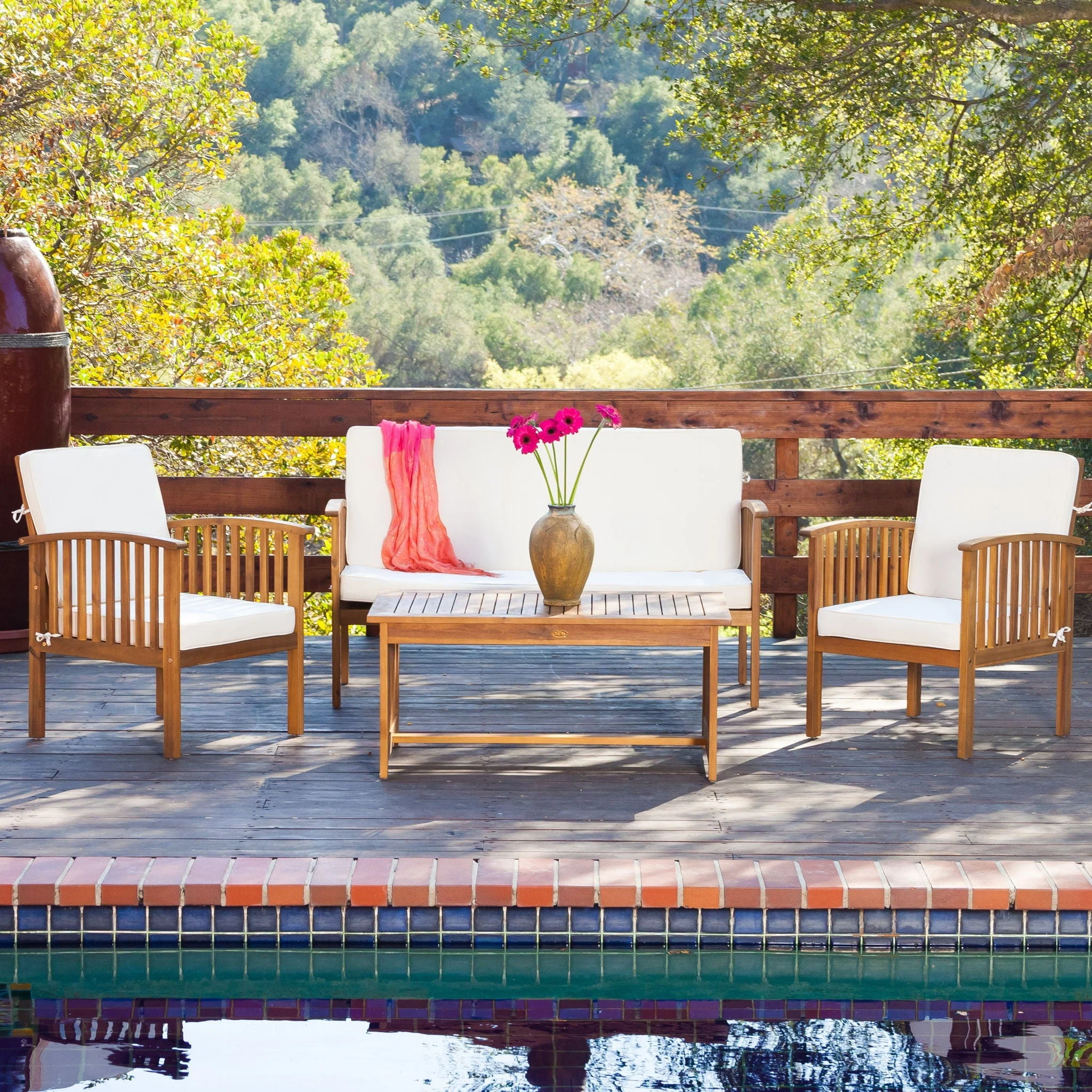 4 Piece Set Outdoor Chat Set With Water Resistant Cushions - Image 3