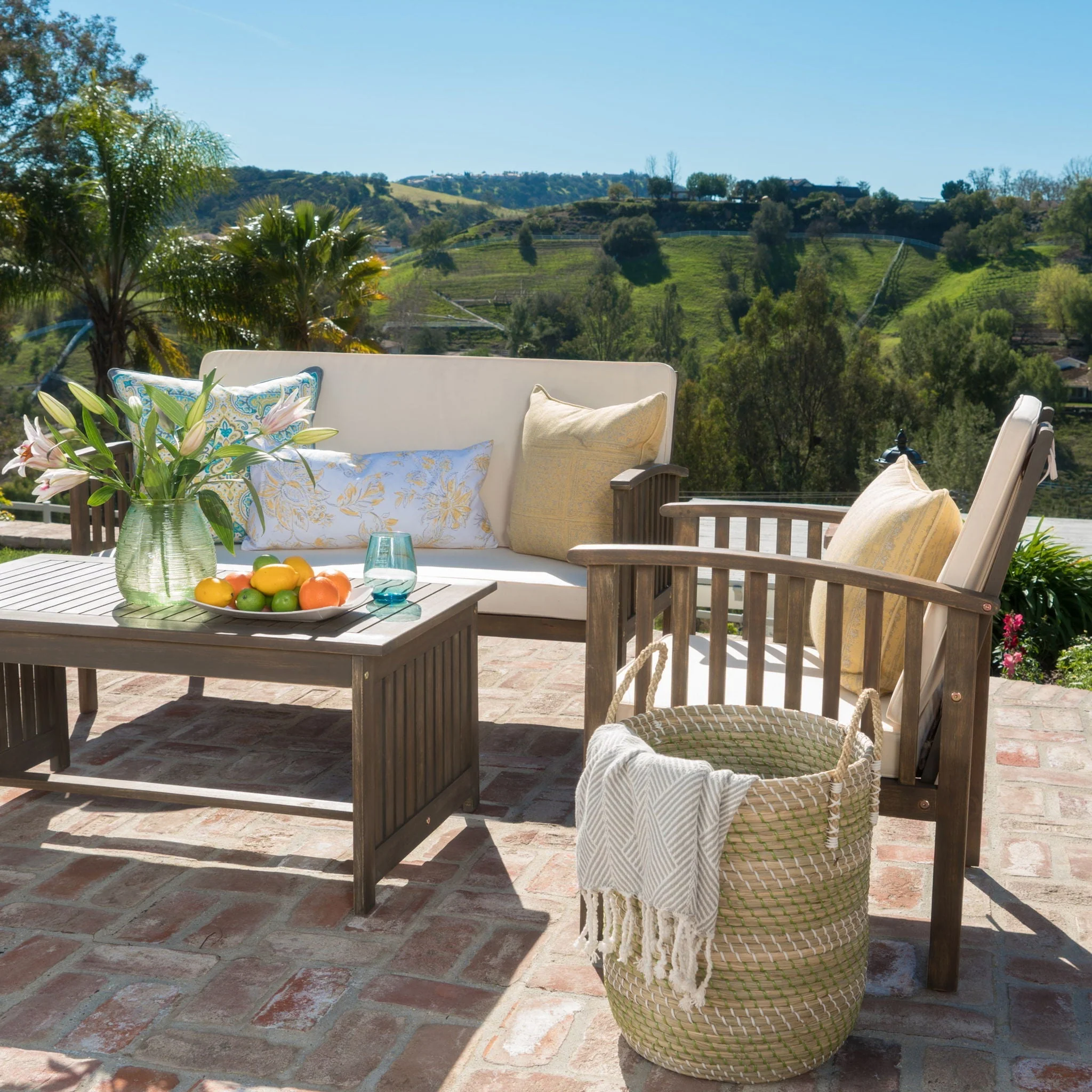 4 Piece Set Outdoor Chat Set With Water Resistant Cushions - Image 5