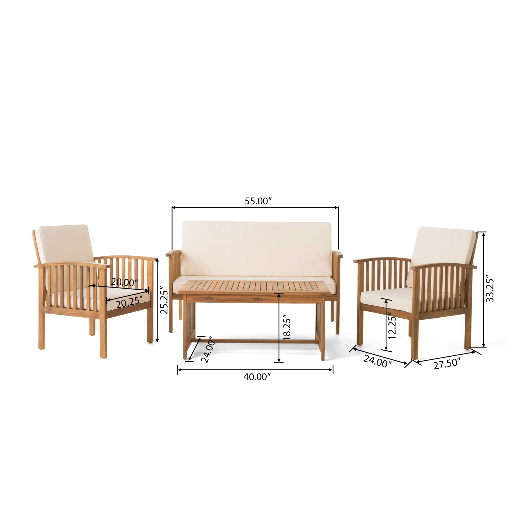 4 Piece Set Outdoor Chat Set With Water Resistant Cushions - Image 6