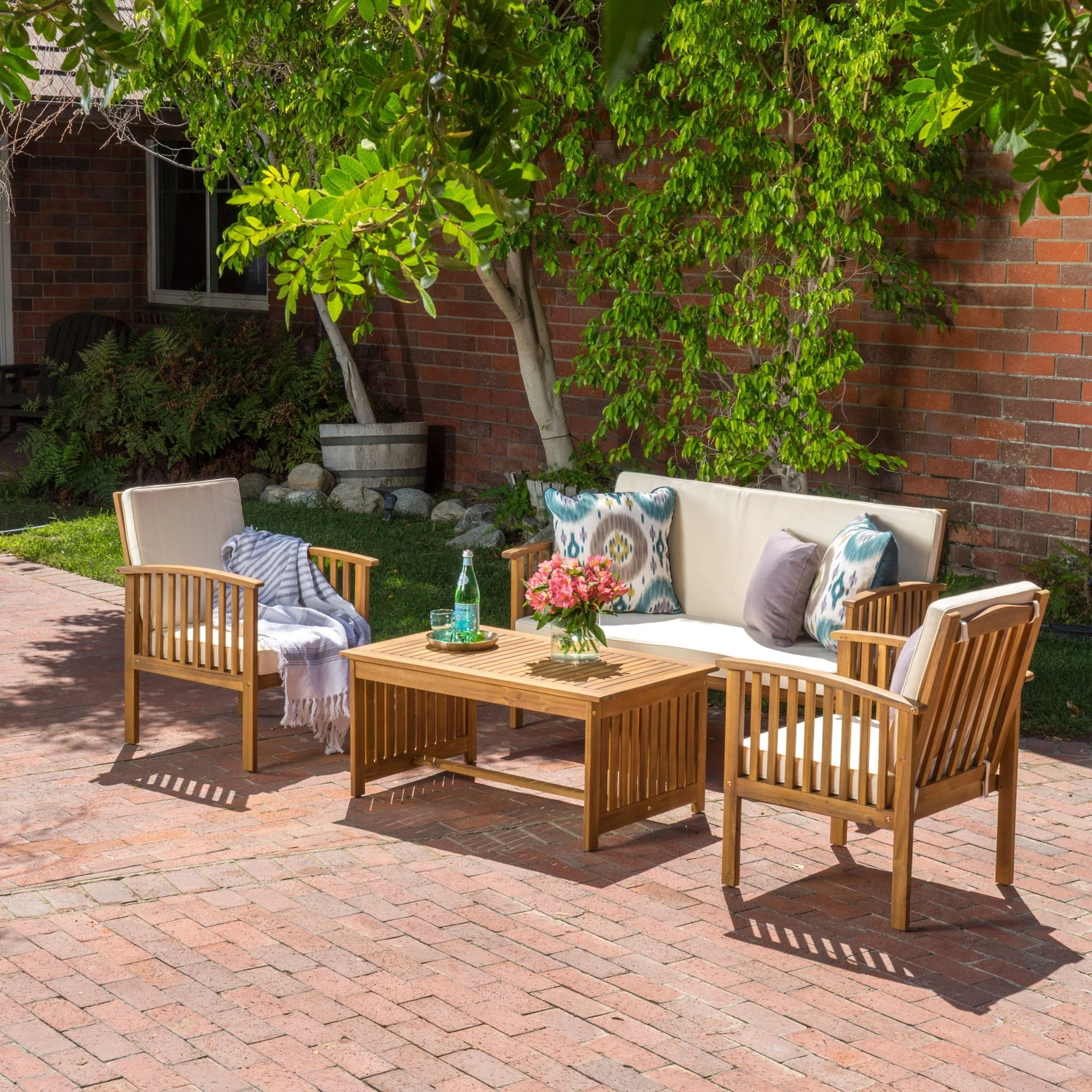 4 Piece Set Outdoor Chat Set With Water Resistant Cushions - Image 7