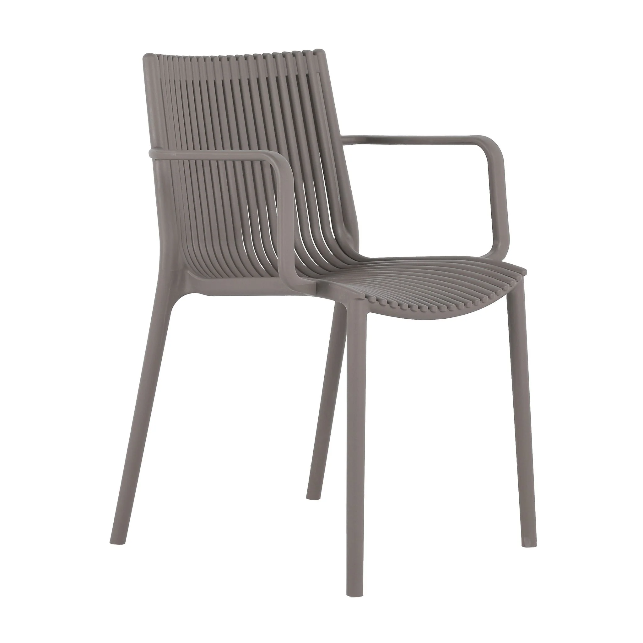 4 Piece Stackable Single Chairs With Vertical Stripe Design For All Weather - Image 2