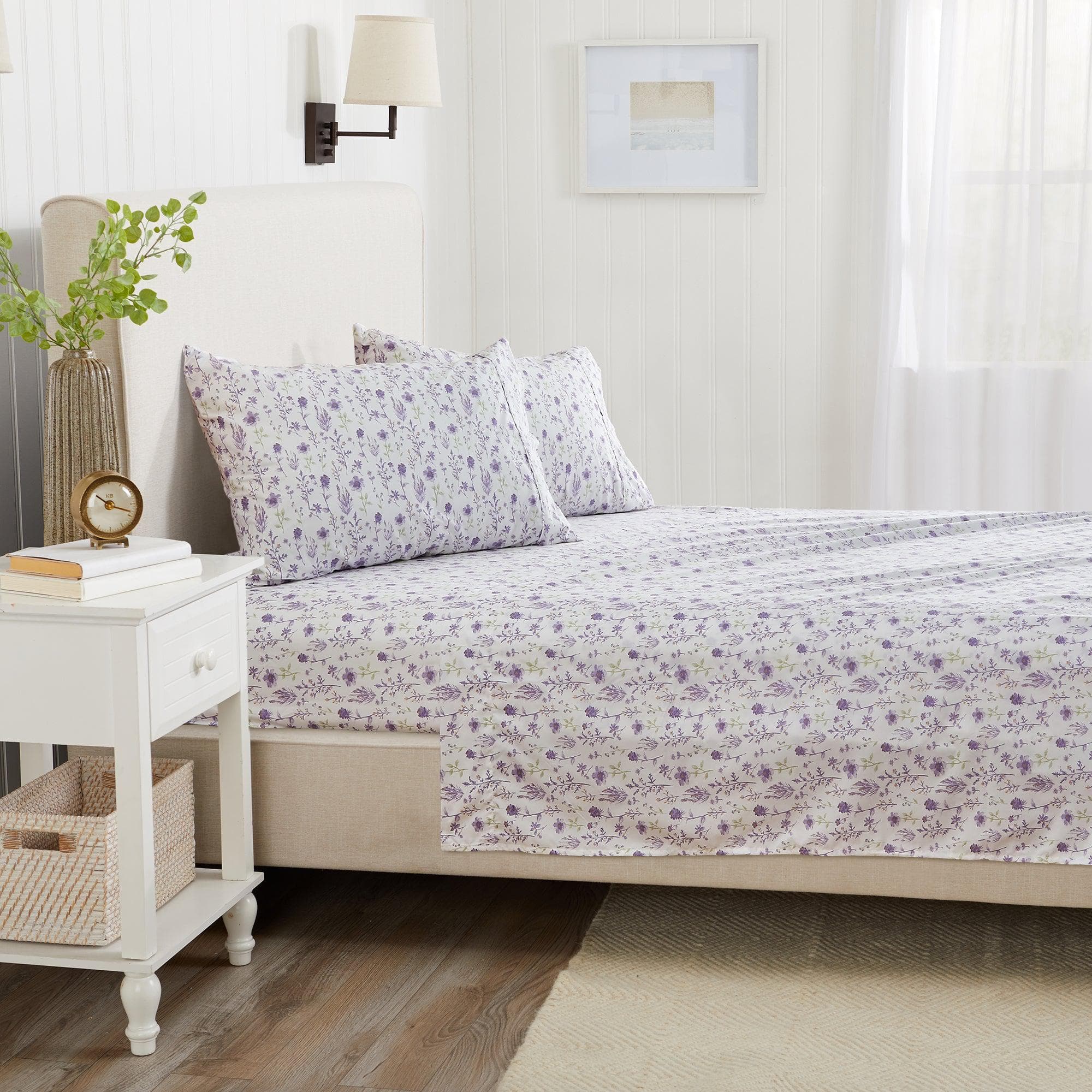 4 Piece Watercolor Floral Microfiber Sheet - Delia Collection - Image 13