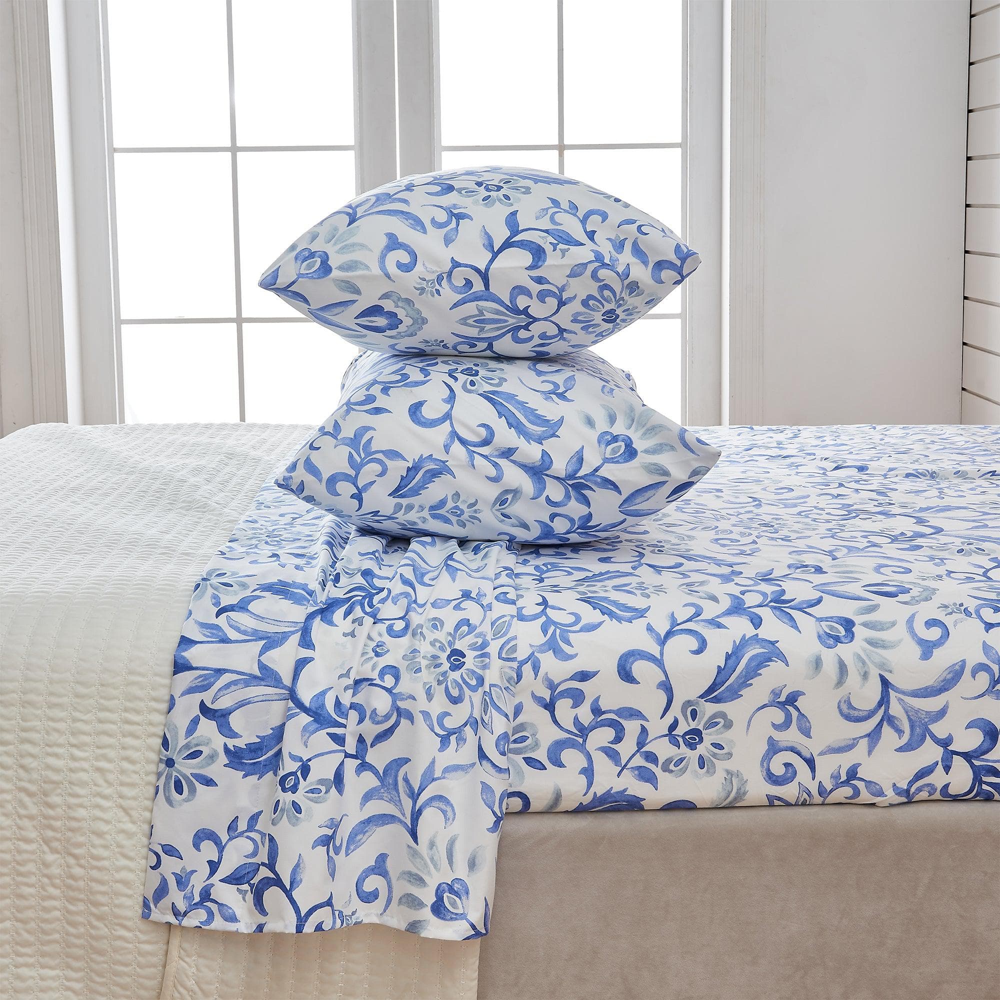 4 Piece Watercolor Floral Microfiber Sheet - Delia Collection - Image 16