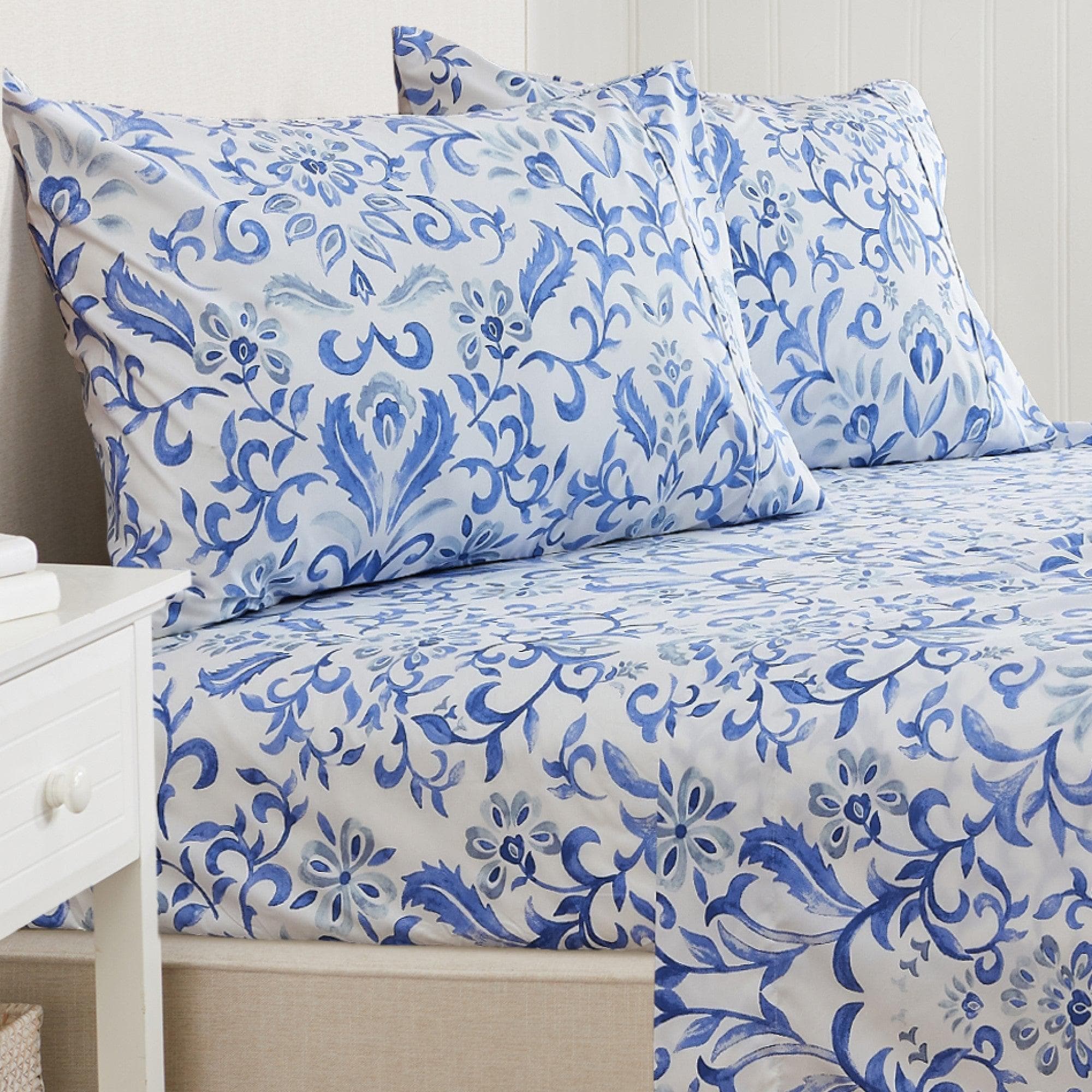 4 Piece Watercolor Floral Microfiber Sheet - Delia Collection - Image 17