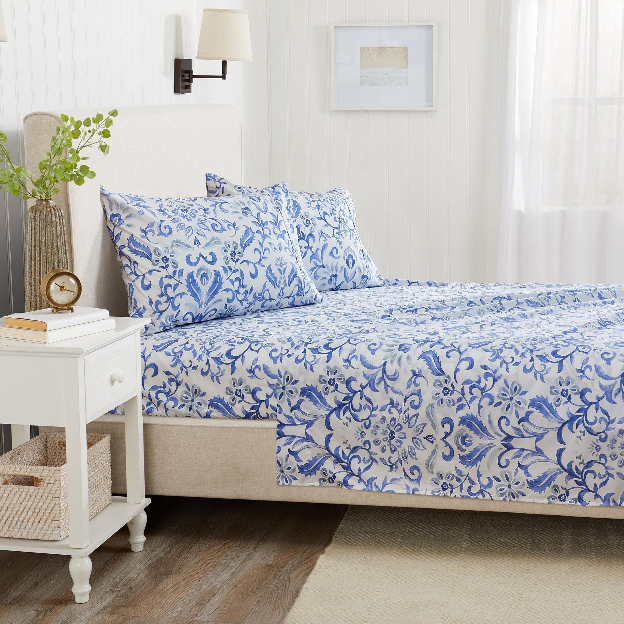 4 Piece Watercolor Floral Microfiber Sheet - Delia Collection - Image 18