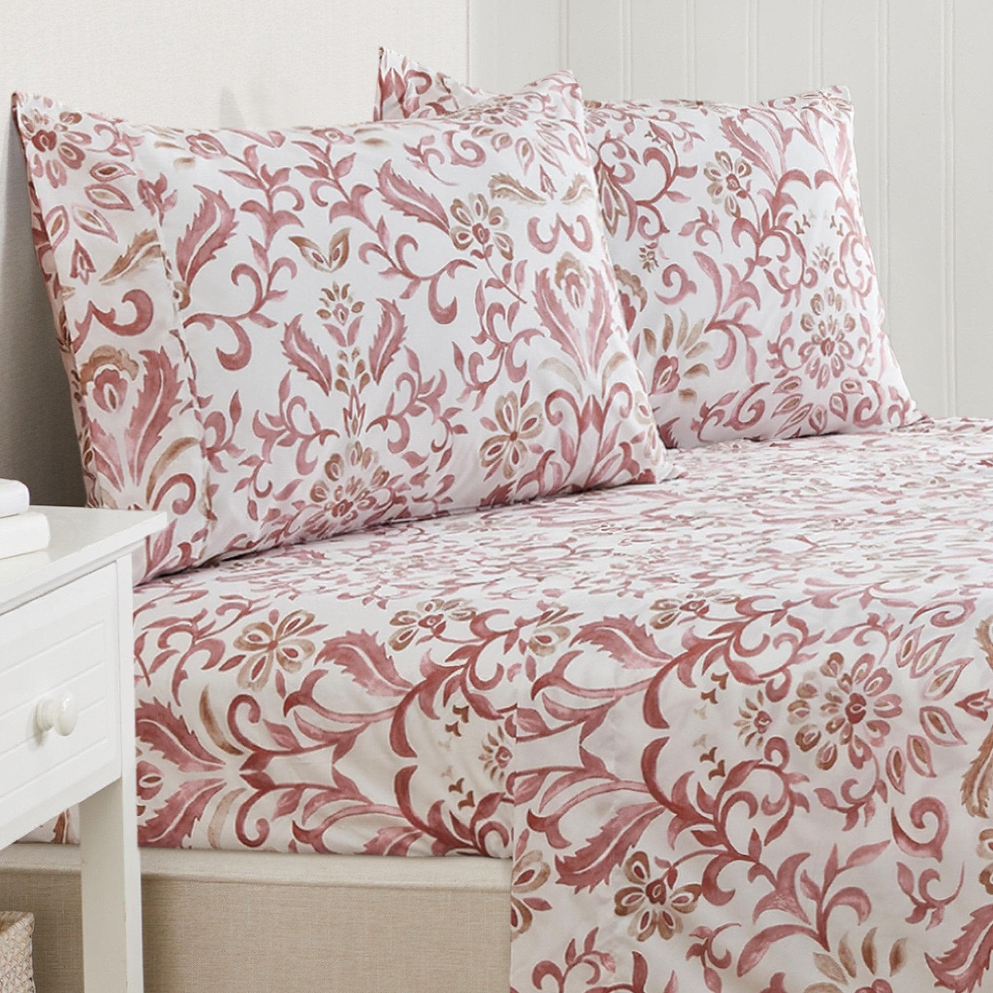 4 Piece Watercolor Floral Microfiber Sheet - Delia Collection - Image 22