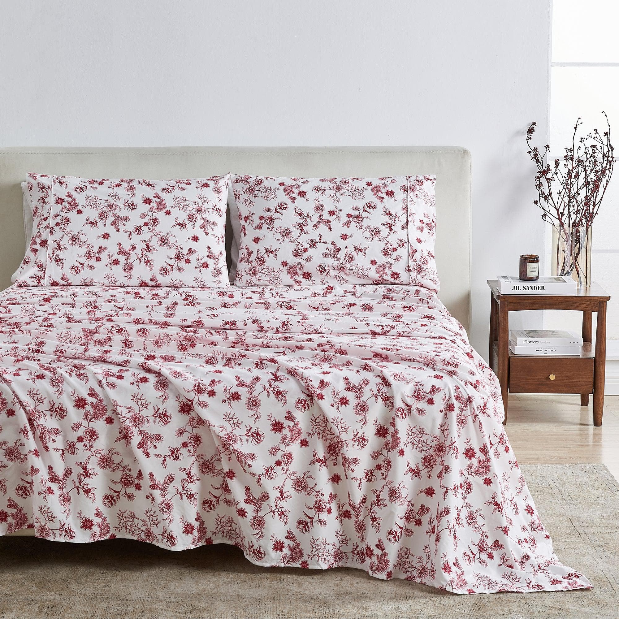 4 Piece Watercolor Floral Microfiber Sheet - Delia Collection - Image 32