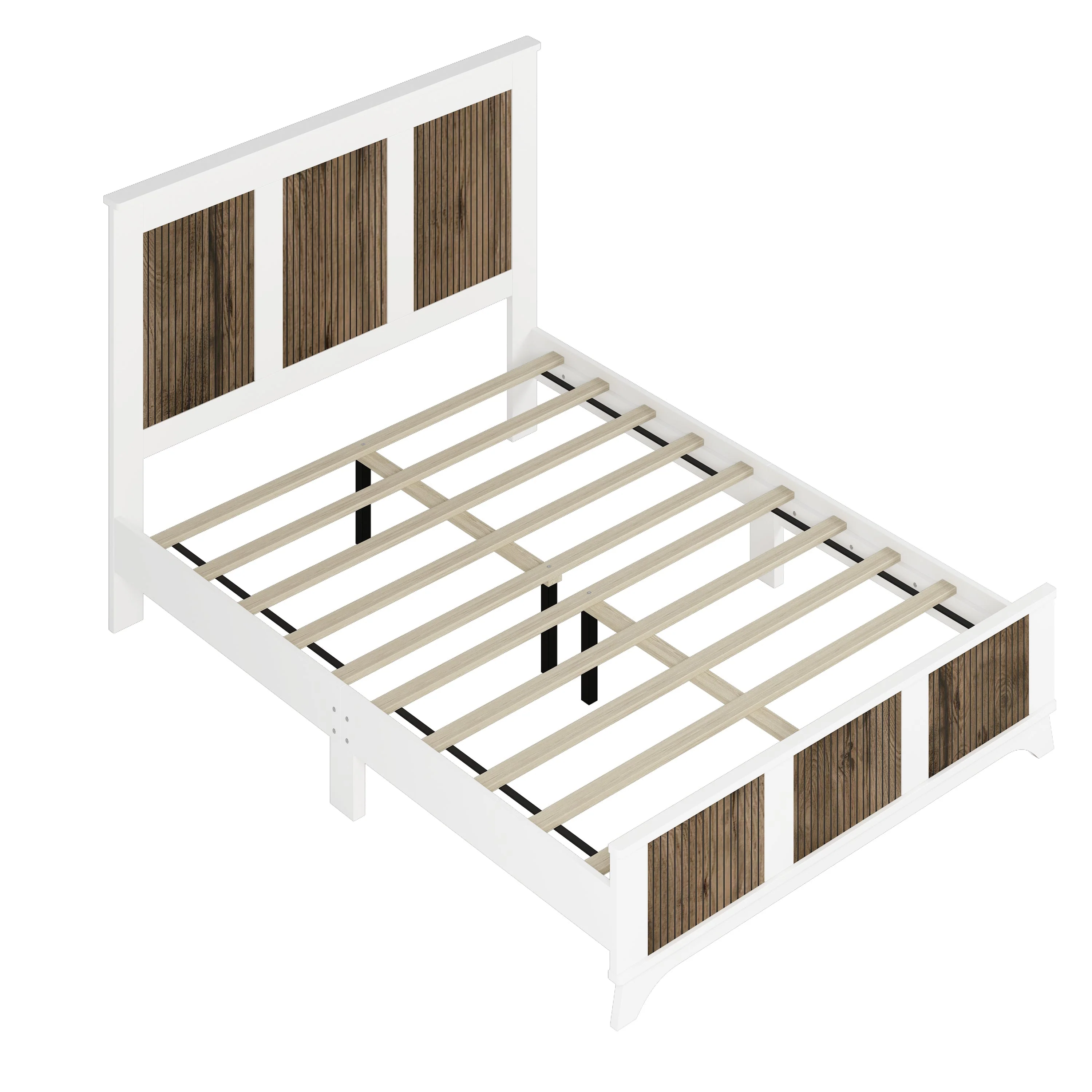4-Pieces Bedroom Sets, Queen Size Farmhouse Platform Bed with Storage - Image 4