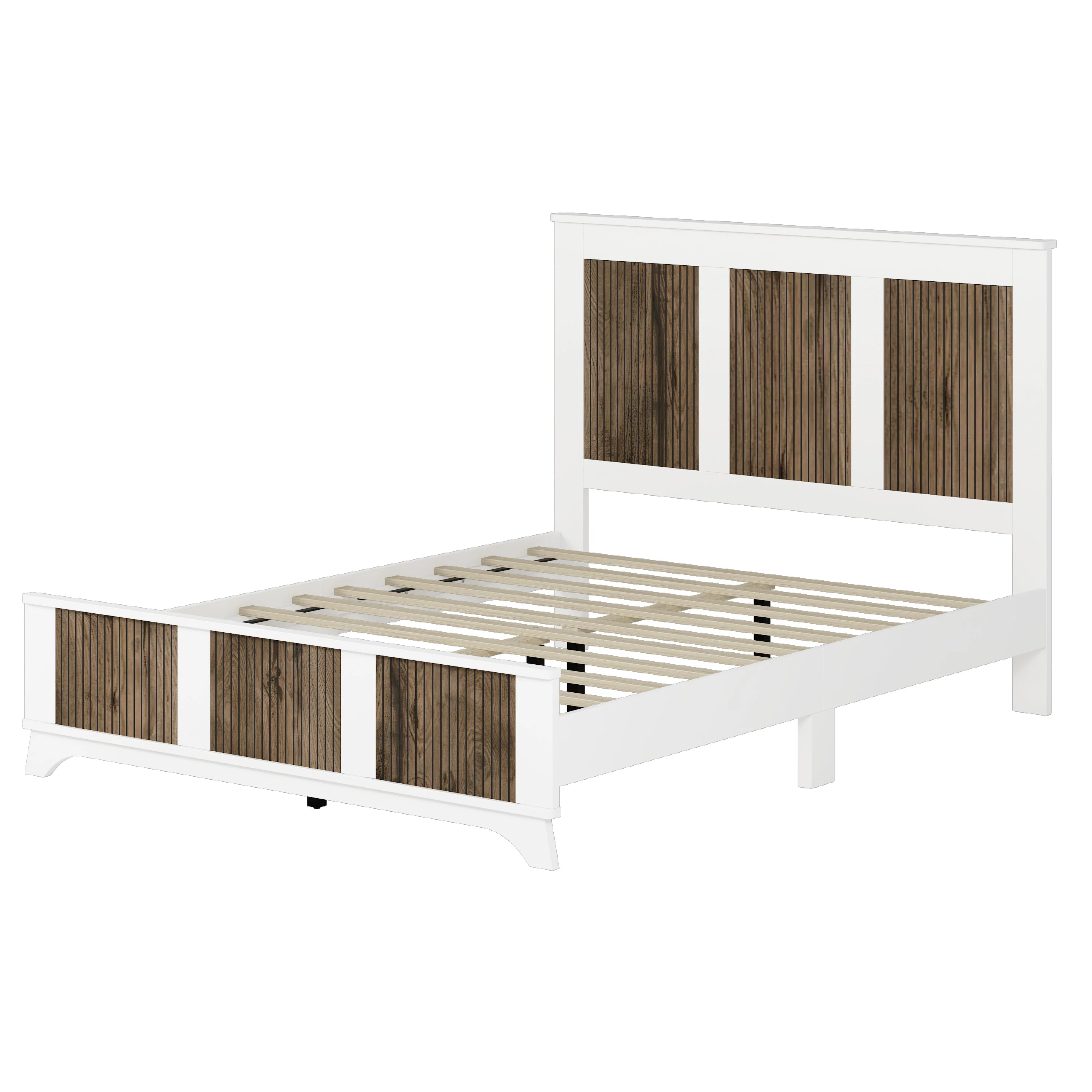 4-Pieces Bedroom Sets, Queen Size Farmhouse Platform Bed with Storage - Image 5