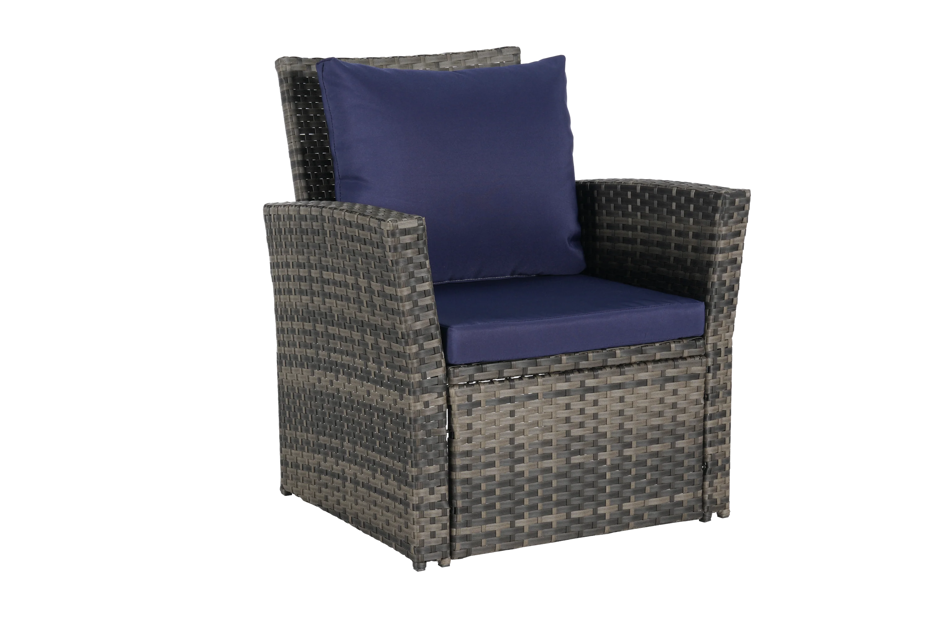 4 Pieces Outdoor Patio Furniture Set with Rattan Chairs and Tempered Glass Table - Image 9