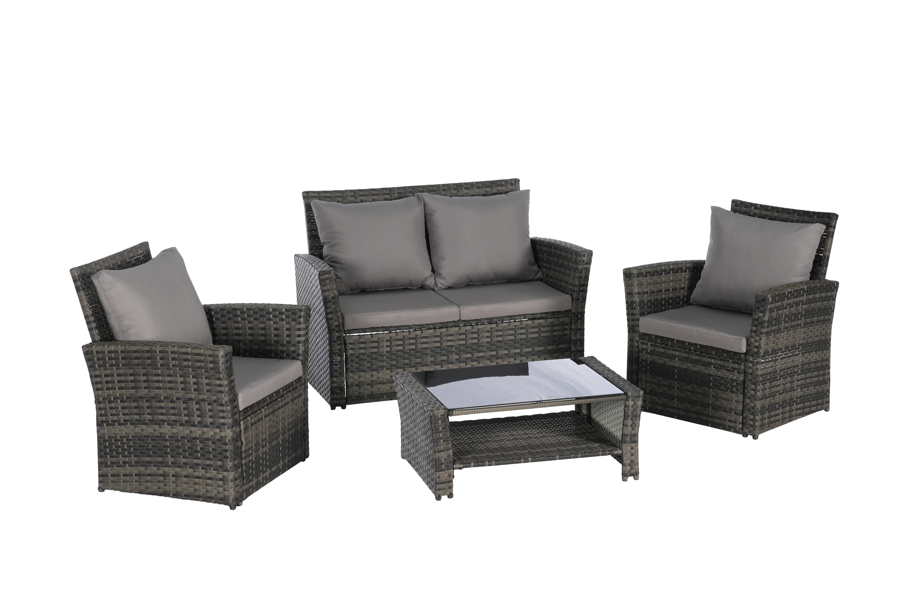 4 Pieces Outdoor Patio Furniture Sets Garden Rattan Chair Wicker Set - Image 5