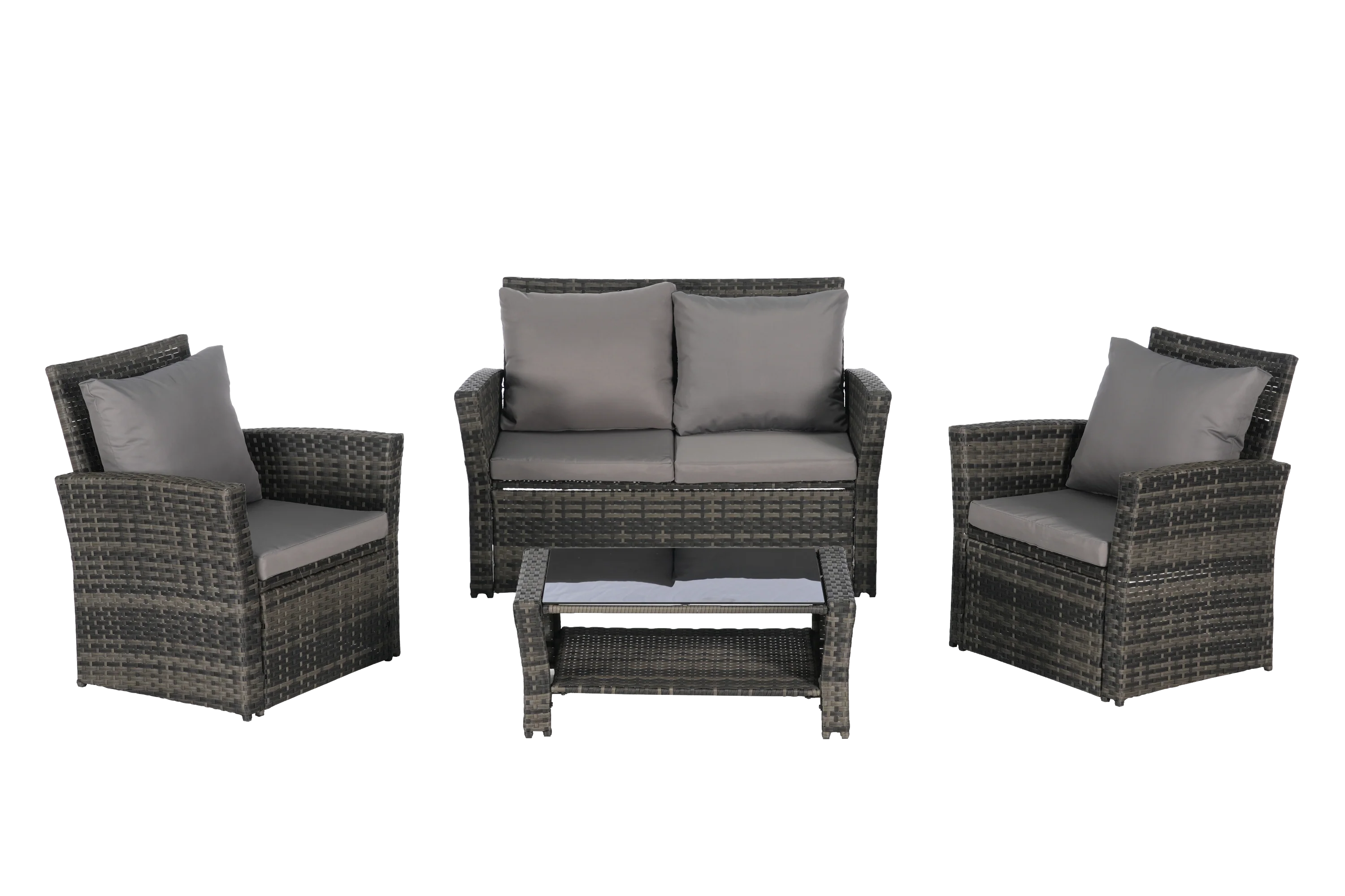4 Pieces Outdoor Patio Furniture Sets Garden Rattan Chair Wicker Set - Image 6