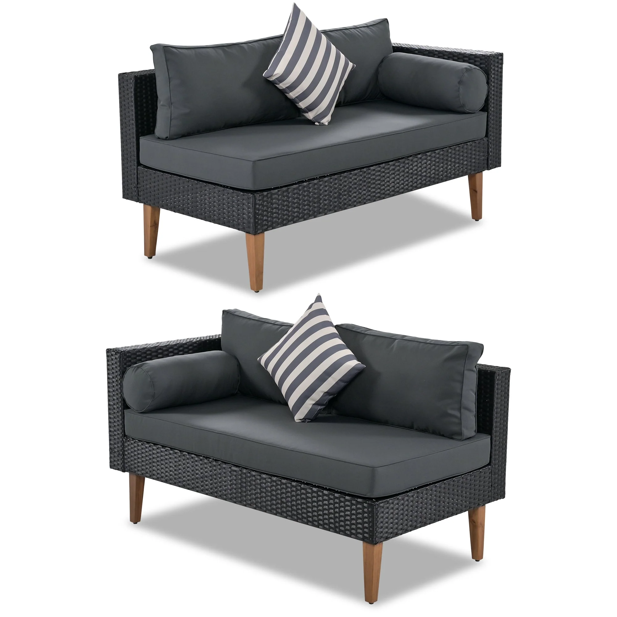 4-Pieces Outdoor Wicker Sofa Set with Colorful Pillows - Image 12