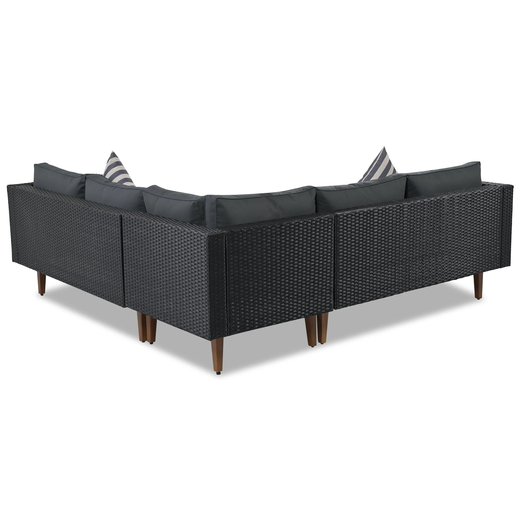 4-Pieces Outdoor Wicker Sofa Set with Colorful Pillows - Image 8