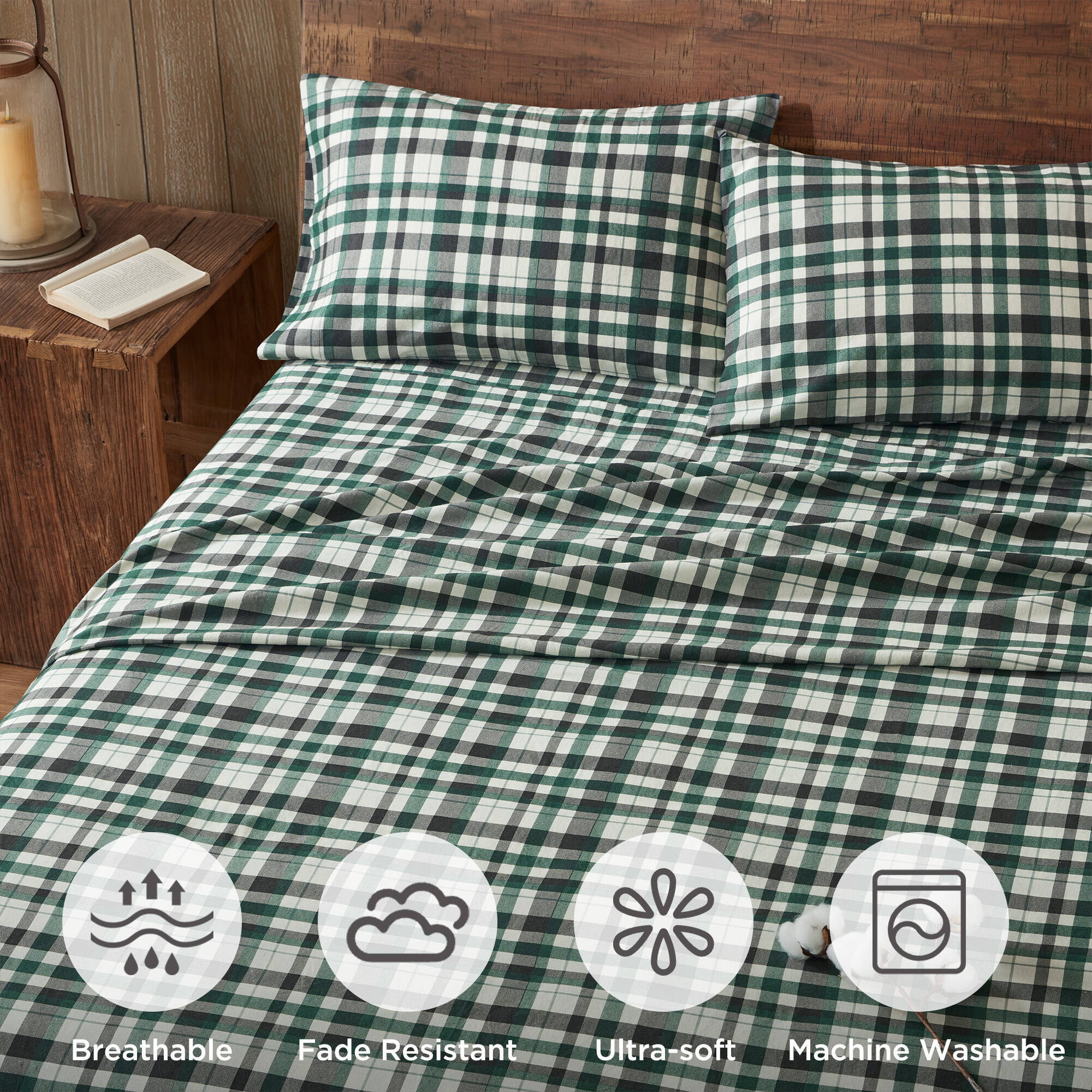 4 Pieces Queen 100% Cotton Flannel Printed Sheet Set Finton - Image 3