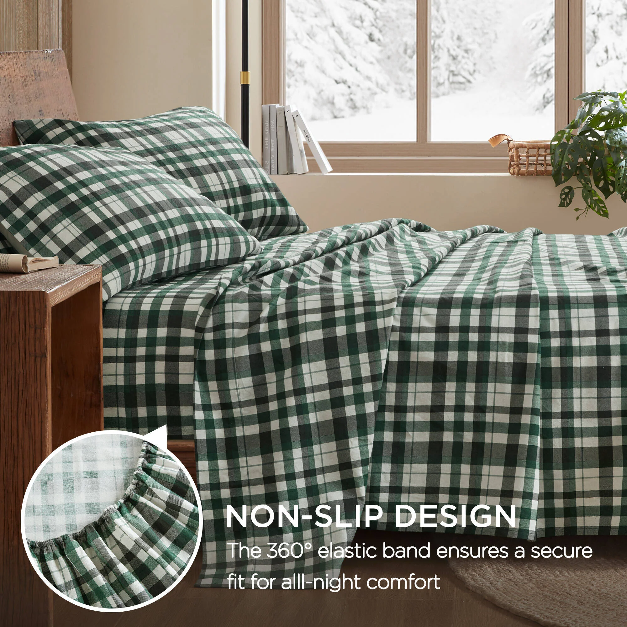4 Pieces Queen 100% Cotton Flannel Printed Sheet Set Finton - Image 5