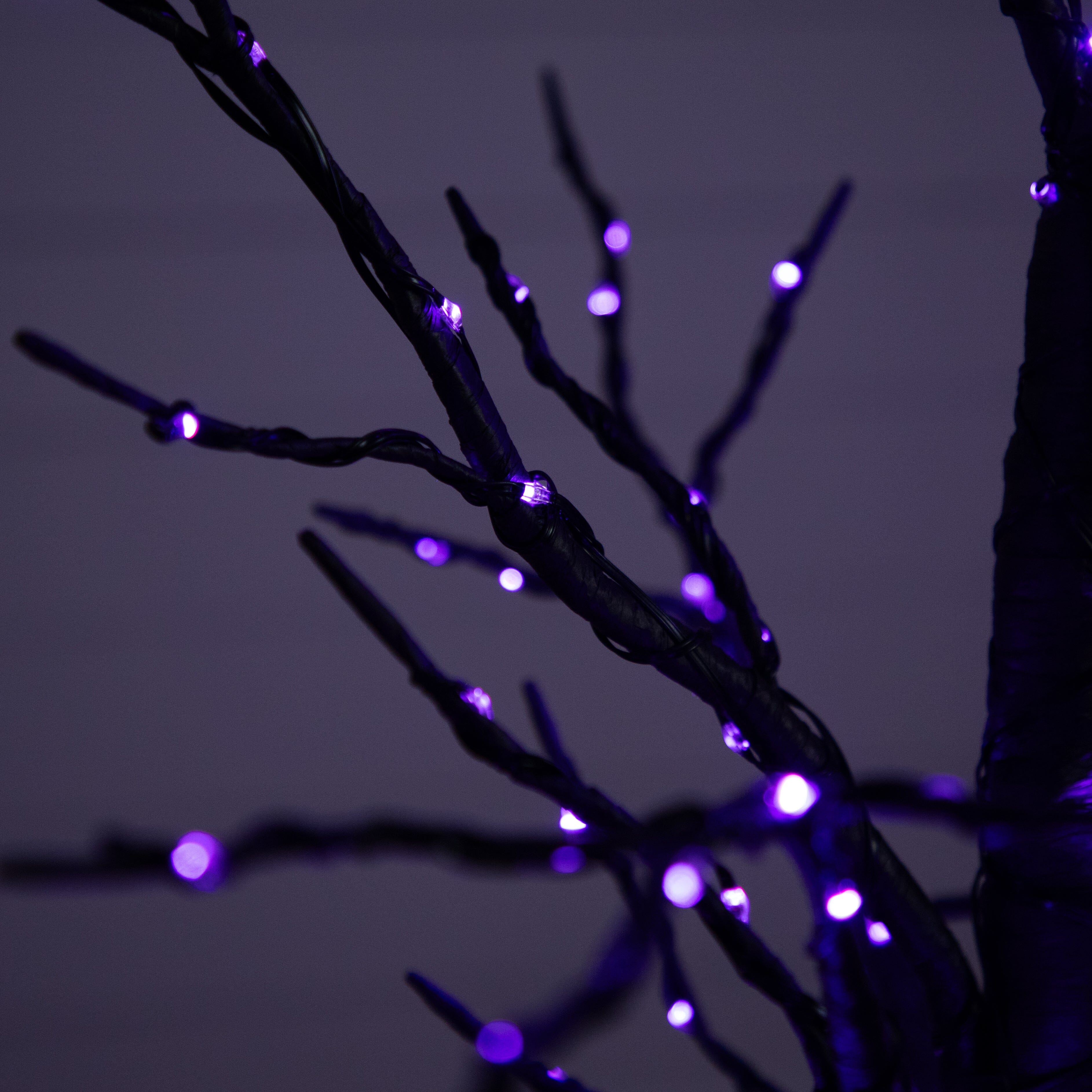 4’ Pre-Lit Artificial Halloween Twig Tree with 240 Orange & Purple LED Lights - Image 2