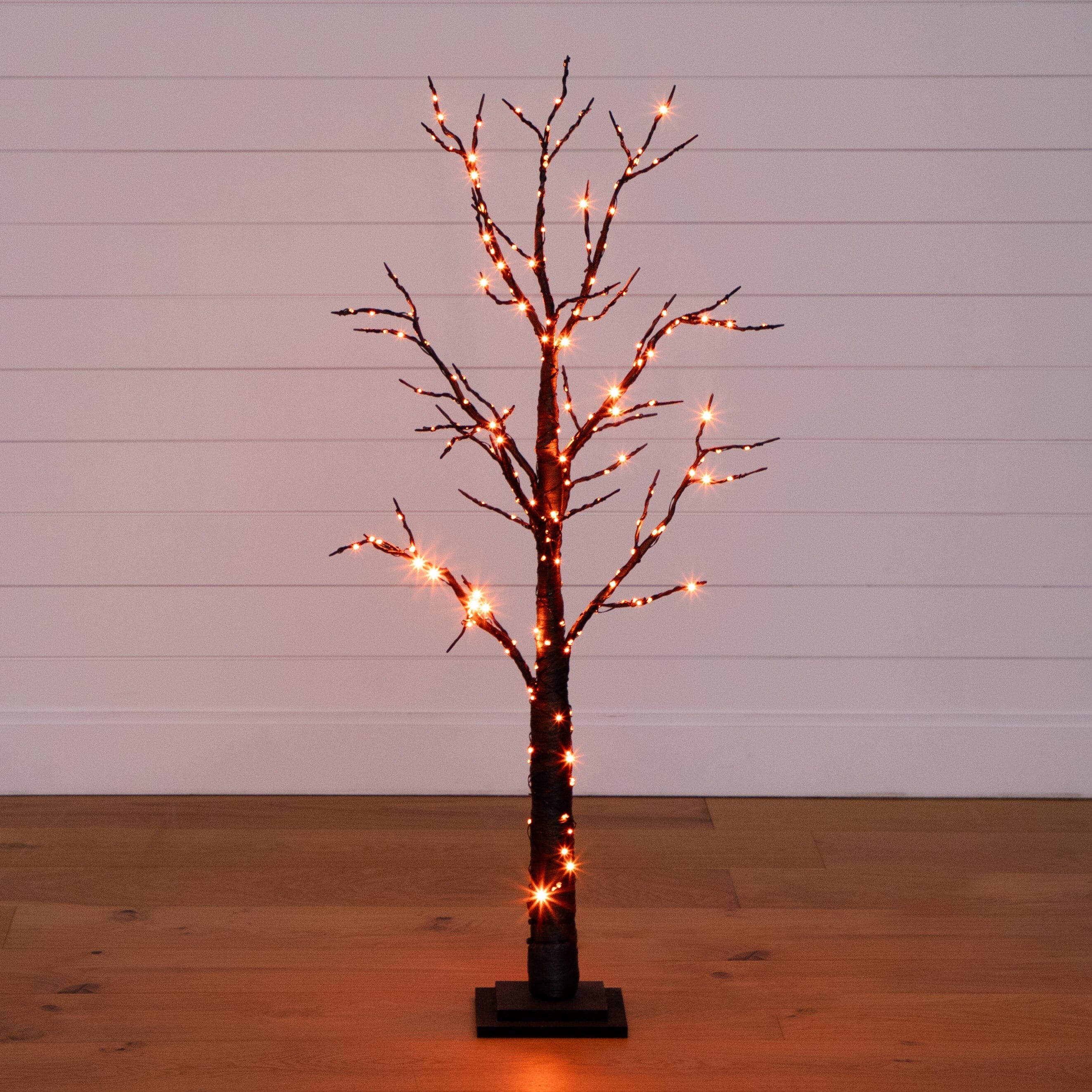 4’ Pre-Lit Artificial Halloween Twig Tree with 240 Orange & Purple LED Lights - Image 4
