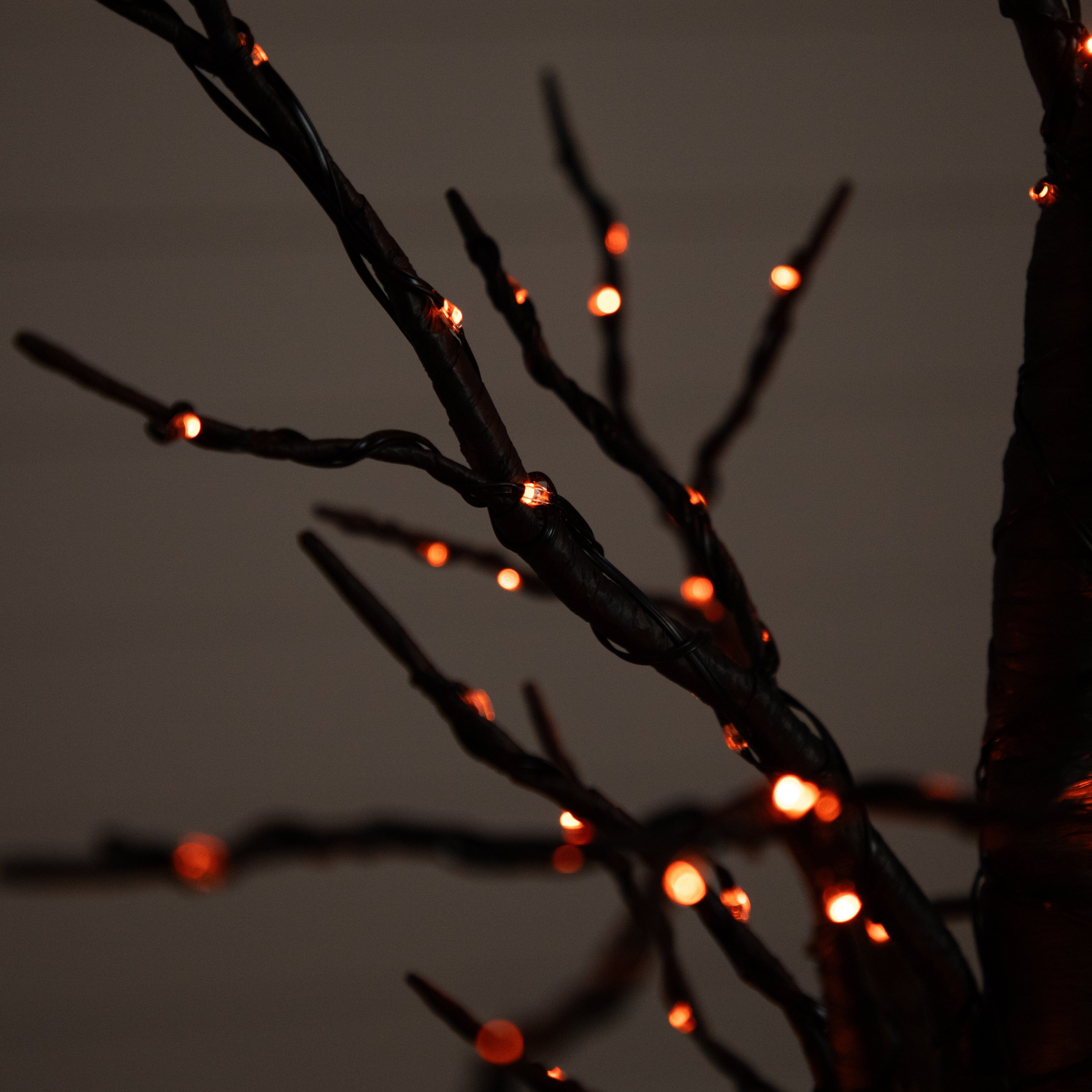 4’ Pre-Lit Artificial Halloween Twig Tree with 240 Orange & Purple LED Lights - Image 5