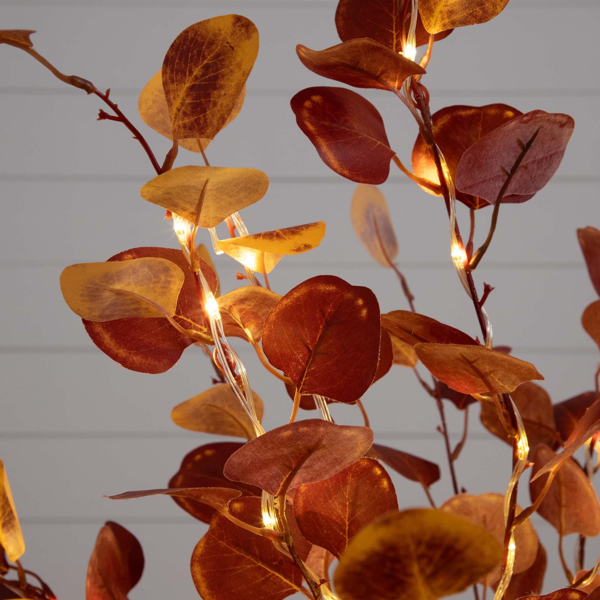 4’ Pre-Lit Autumn Eucalyptus Artificial Fall Tree with 160 Warm White LED Lights - Image 2