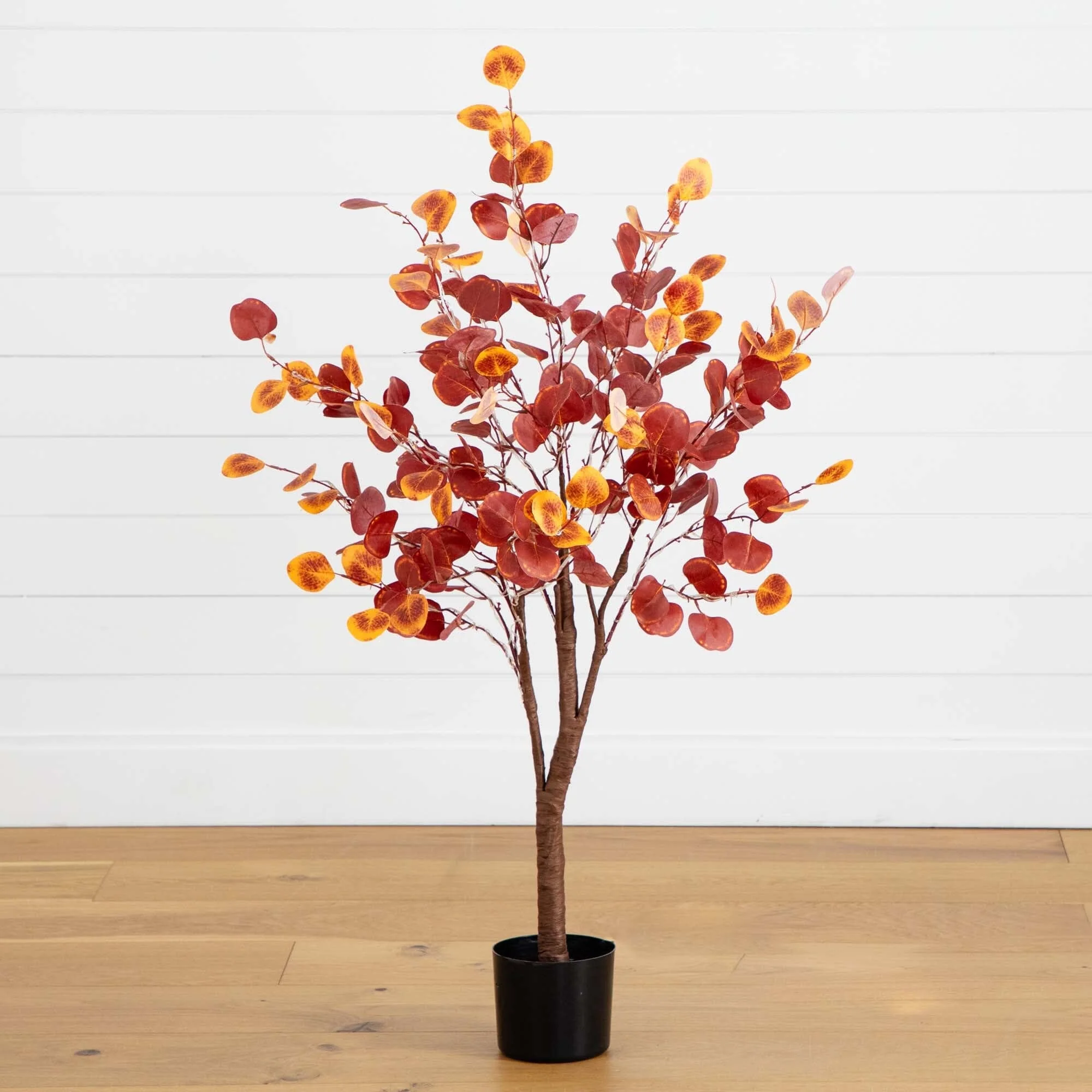 4’ Pre-Lit Autumn Eucalyptus Artificial Fall Tree with 160 Warm White LED Lights - Image 4