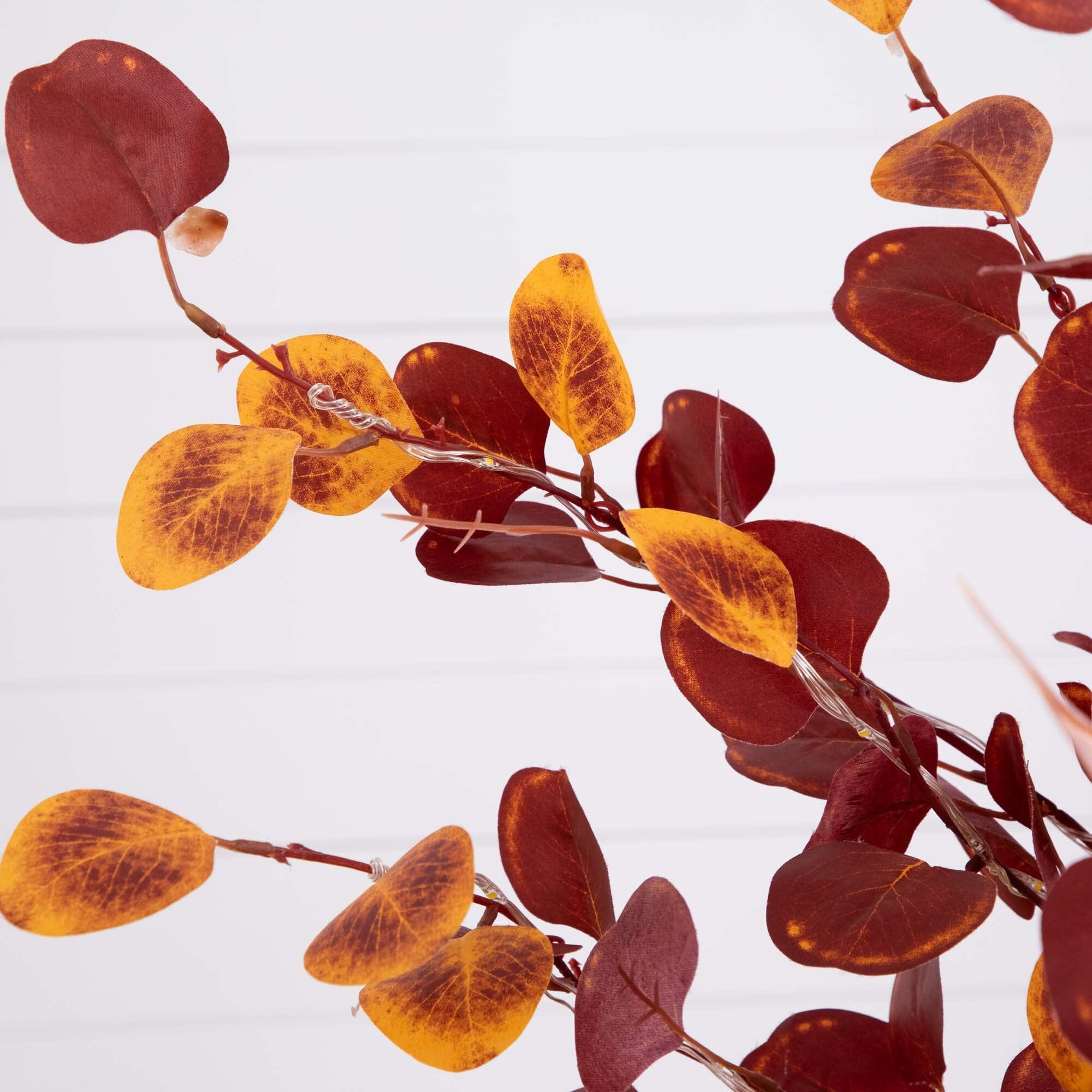4’ Pre-Lit Autumn Eucalyptus Artificial Fall Tree with 160 Warm White LED Lights - Image 5