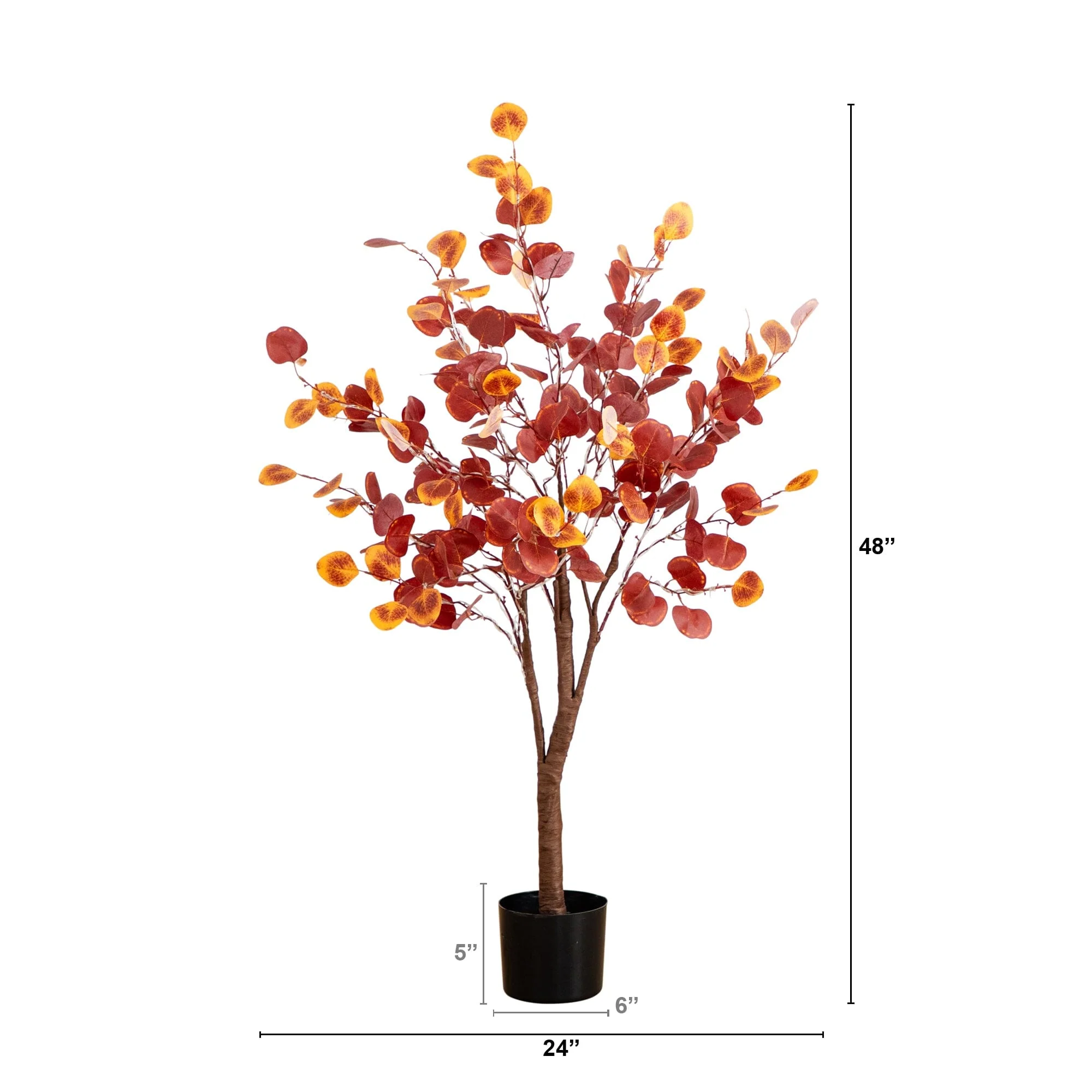4’ Pre-Lit Autumn Eucalyptus Artificial Fall Tree with 160 Warm White LED Lights - Image 8