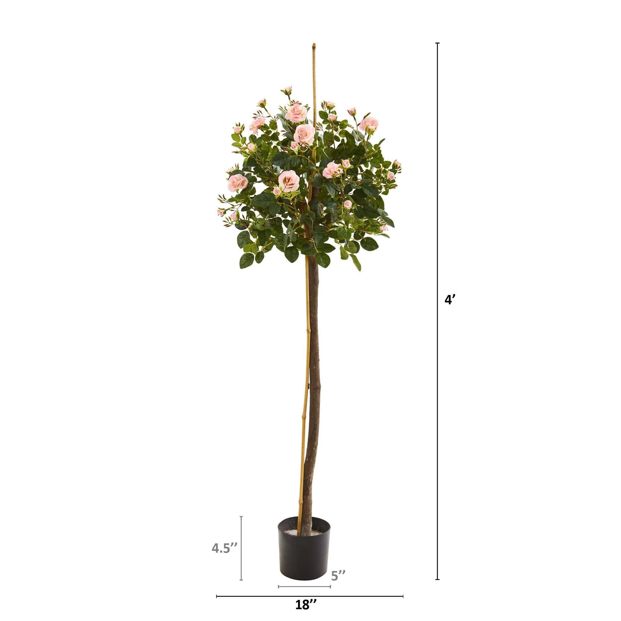 4’ Rose Topiary Artificial Tree - Image 2