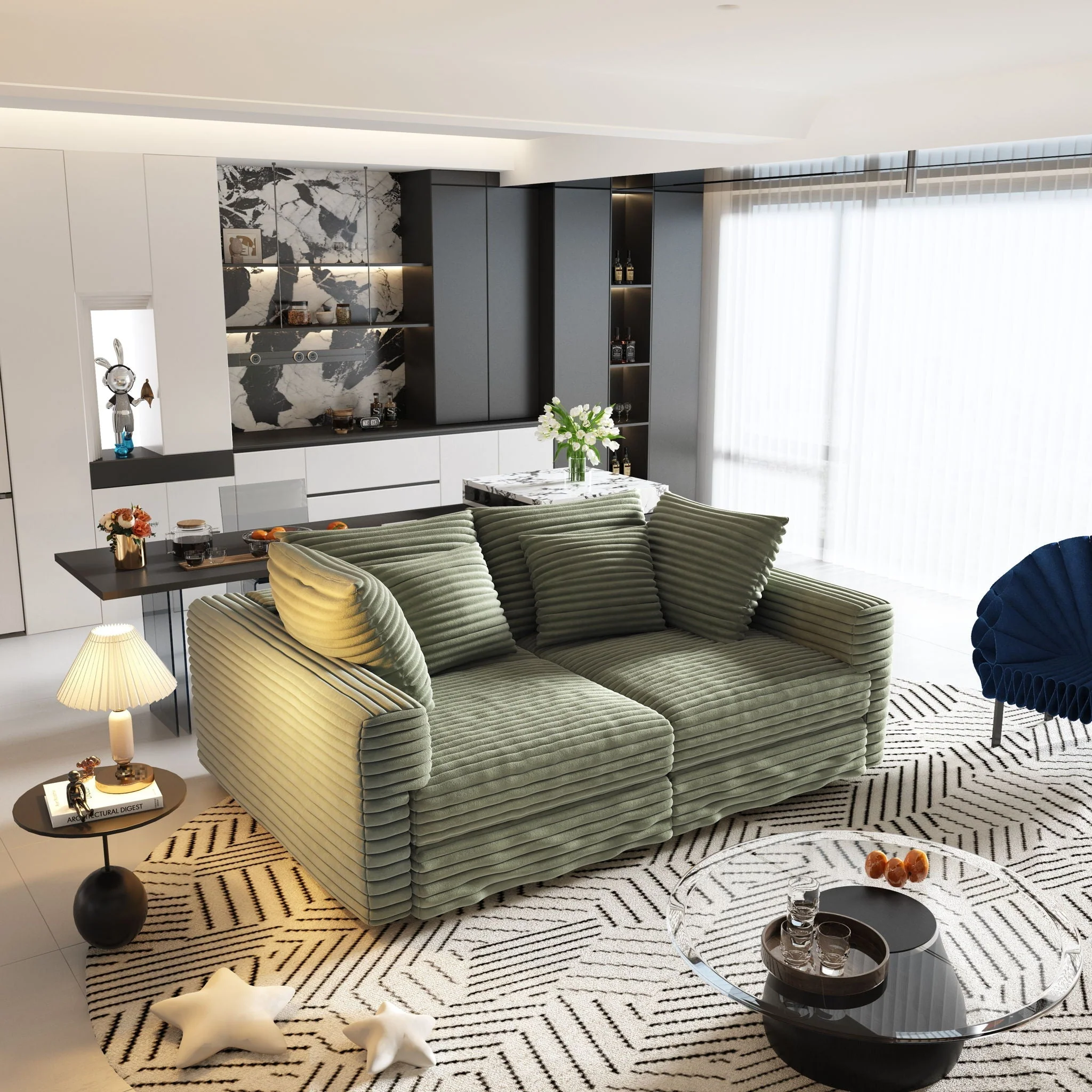4 Seat Sofa, Modern Comfy Upholstered Sofa Cloud Couch, Deep Seat Couches With Soft Pillows - Image 10
