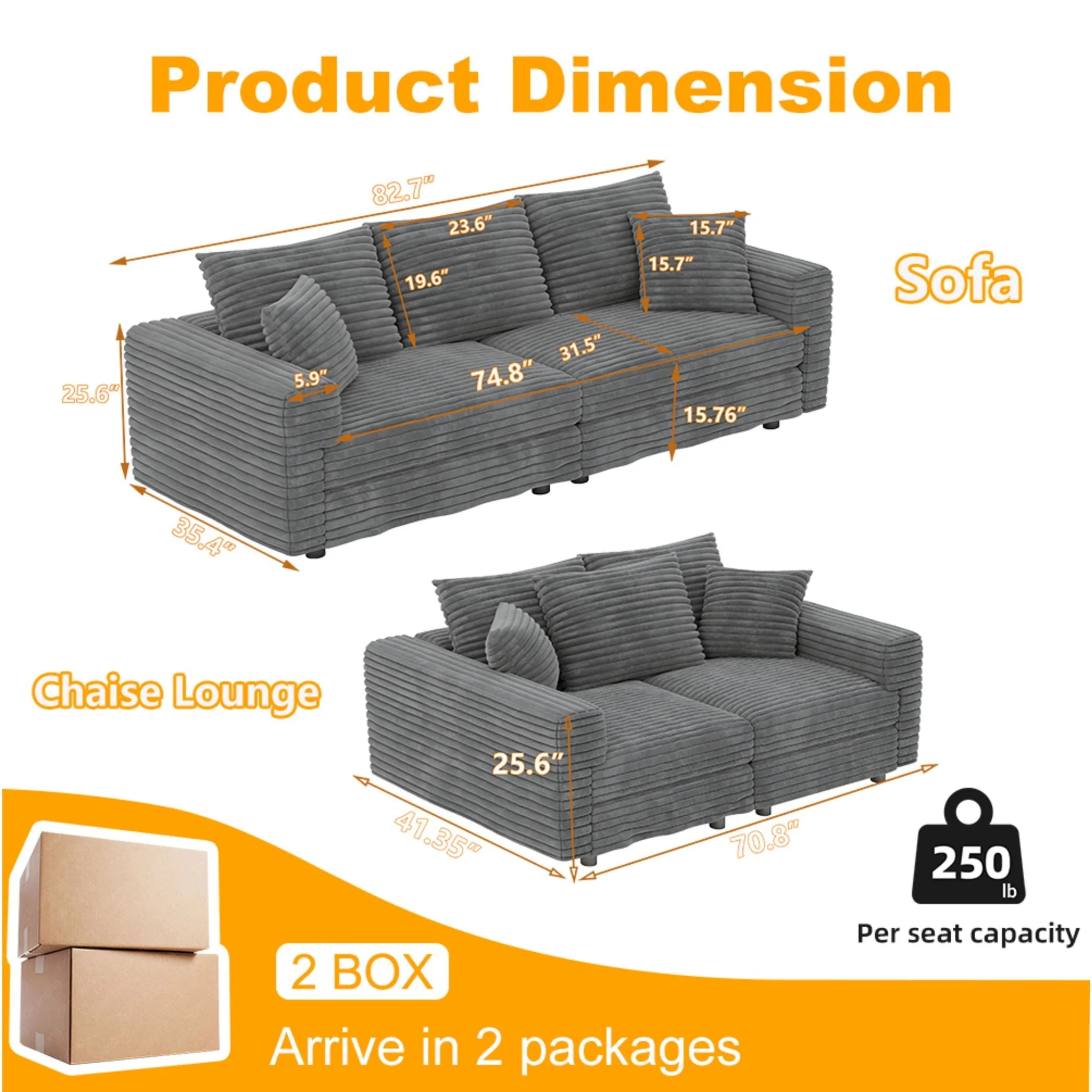 4 Seat Sofa, Modern Comfy Upholstered Sofa Cloud Couch, Deep Seat Couches With Soft Pillows - Image 11