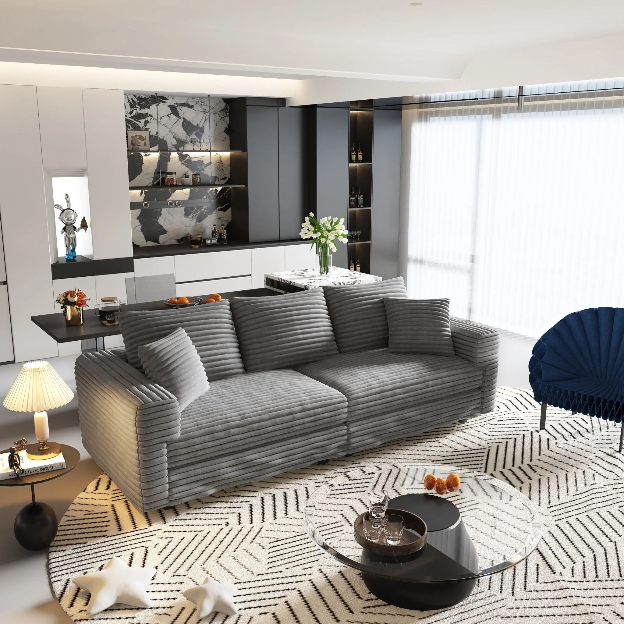 4 Seat Sofa, Modern Comfy Upholstered Sofa Cloud Couch, Deep Seat Couches With Soft Pillows - Image 14