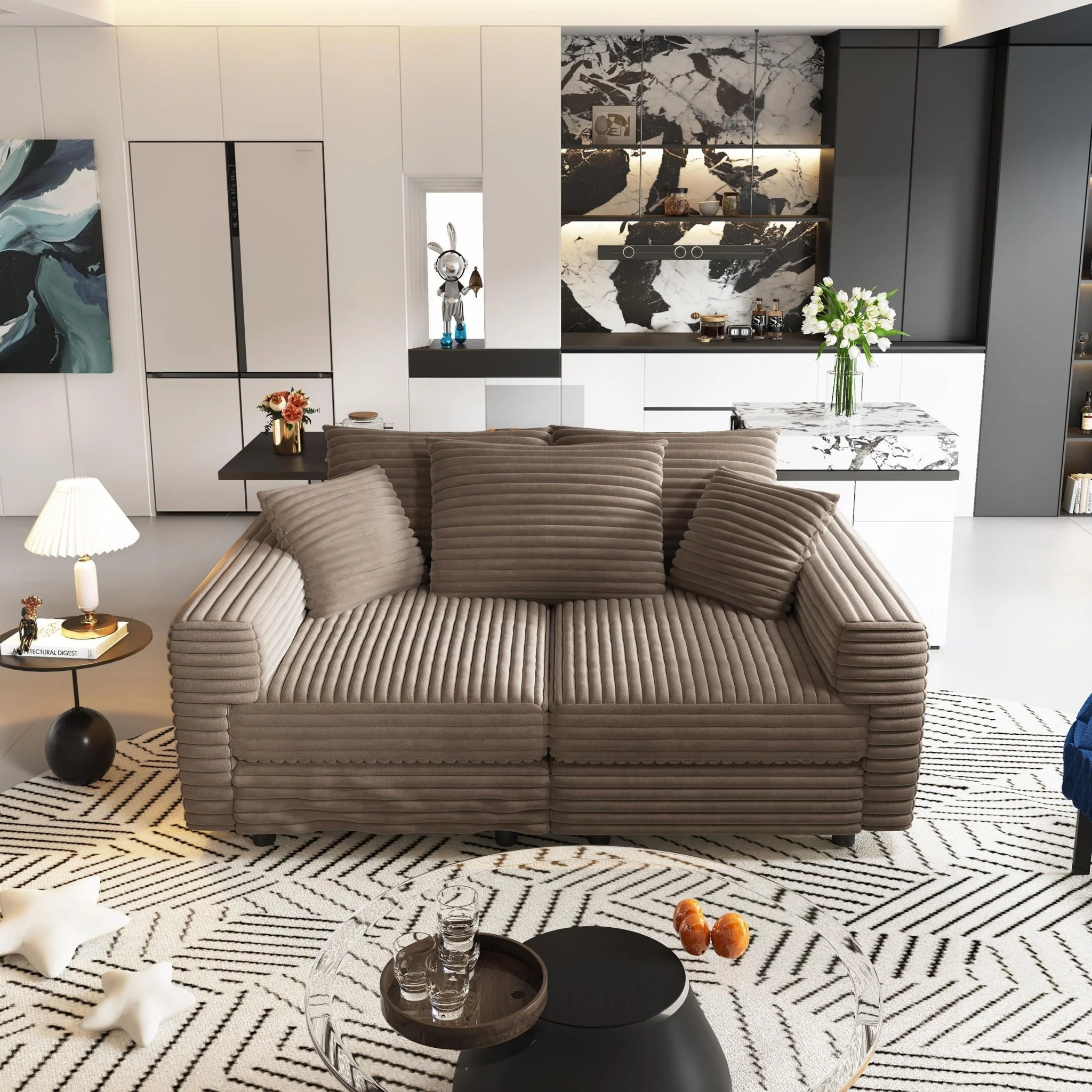 4 Seat Sofa, Modern Comfy Upholstered Sofa Cloud Couch, Deep Seat Couches With Soft Pillows - Image 16