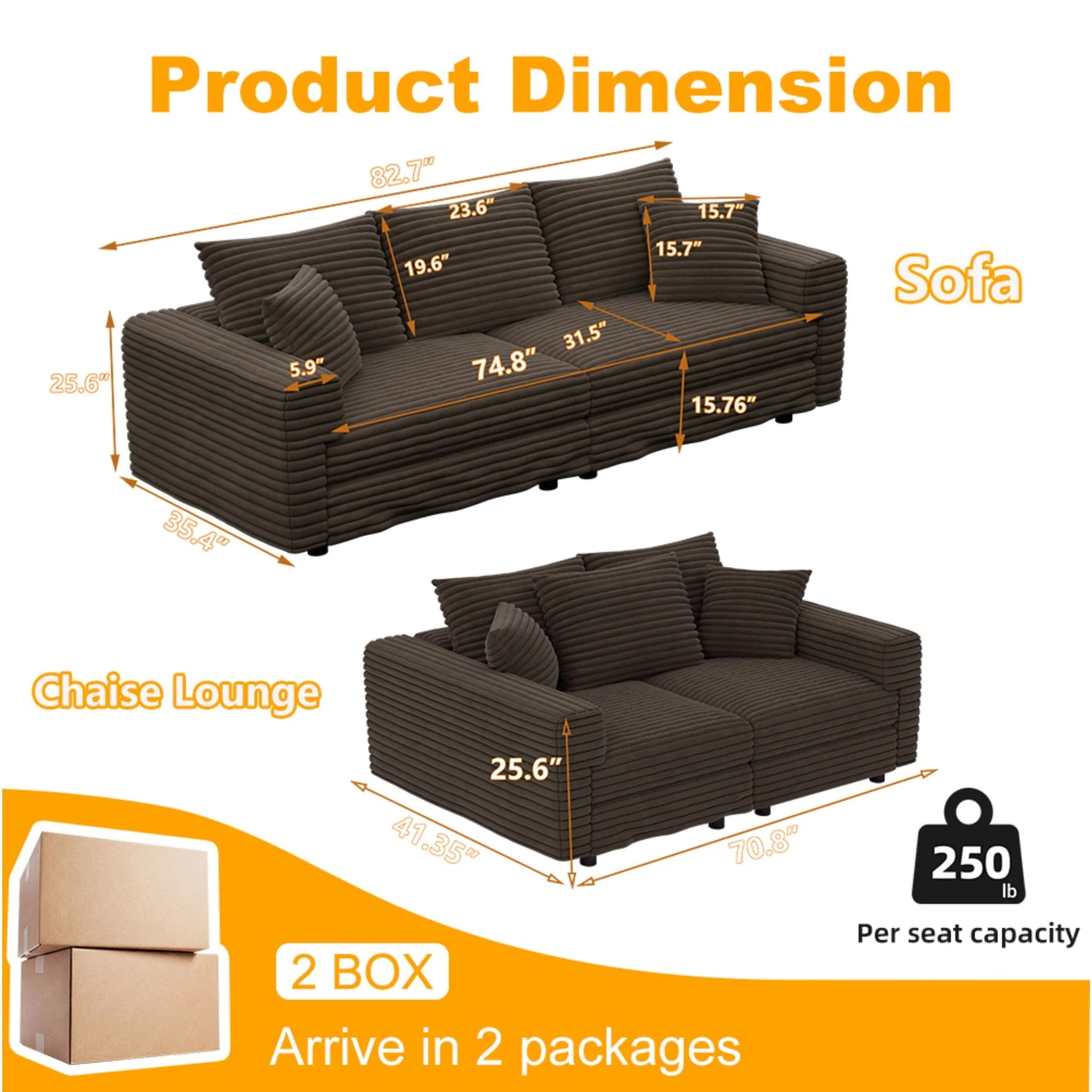 4 Seat Sofa, Modern Comfy Upholstered Sofa Cloud Couch, Deep Seat Couches With Soft Pillows - Image 19
