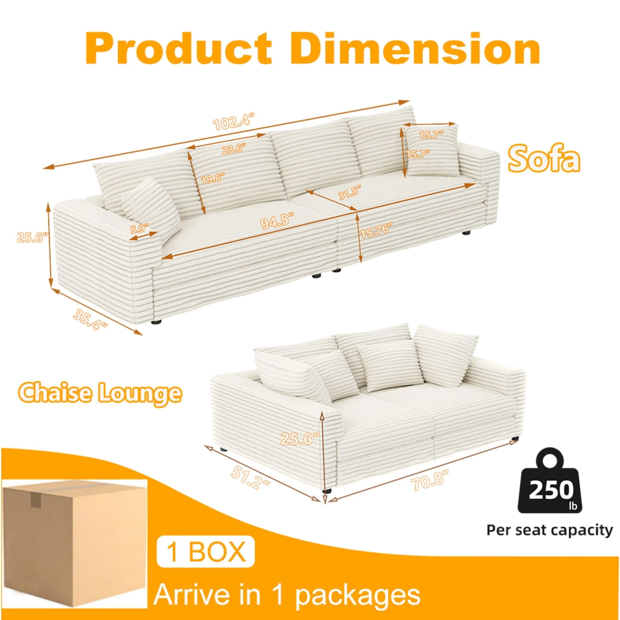 4 Seat Sofa, Modern Comfy Upholstered Sofa Cloud Couch, Deep Seat Couches With Soft Pillows - Image 20