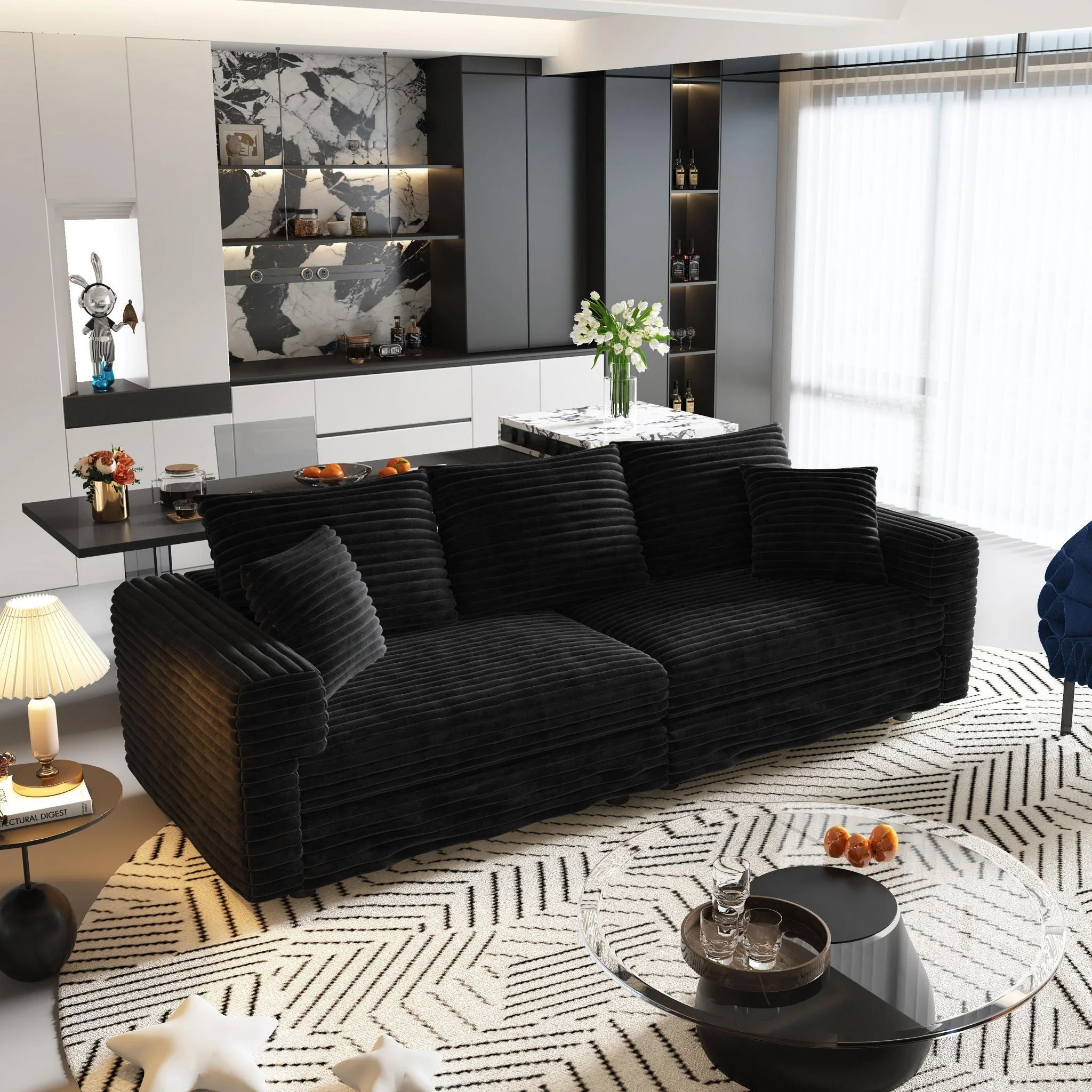 4 Seat Sofa, Modern Comfy Upholstered Sofa Cloud Couch, Deep Seat Couches With Soft Pillows - Image 22