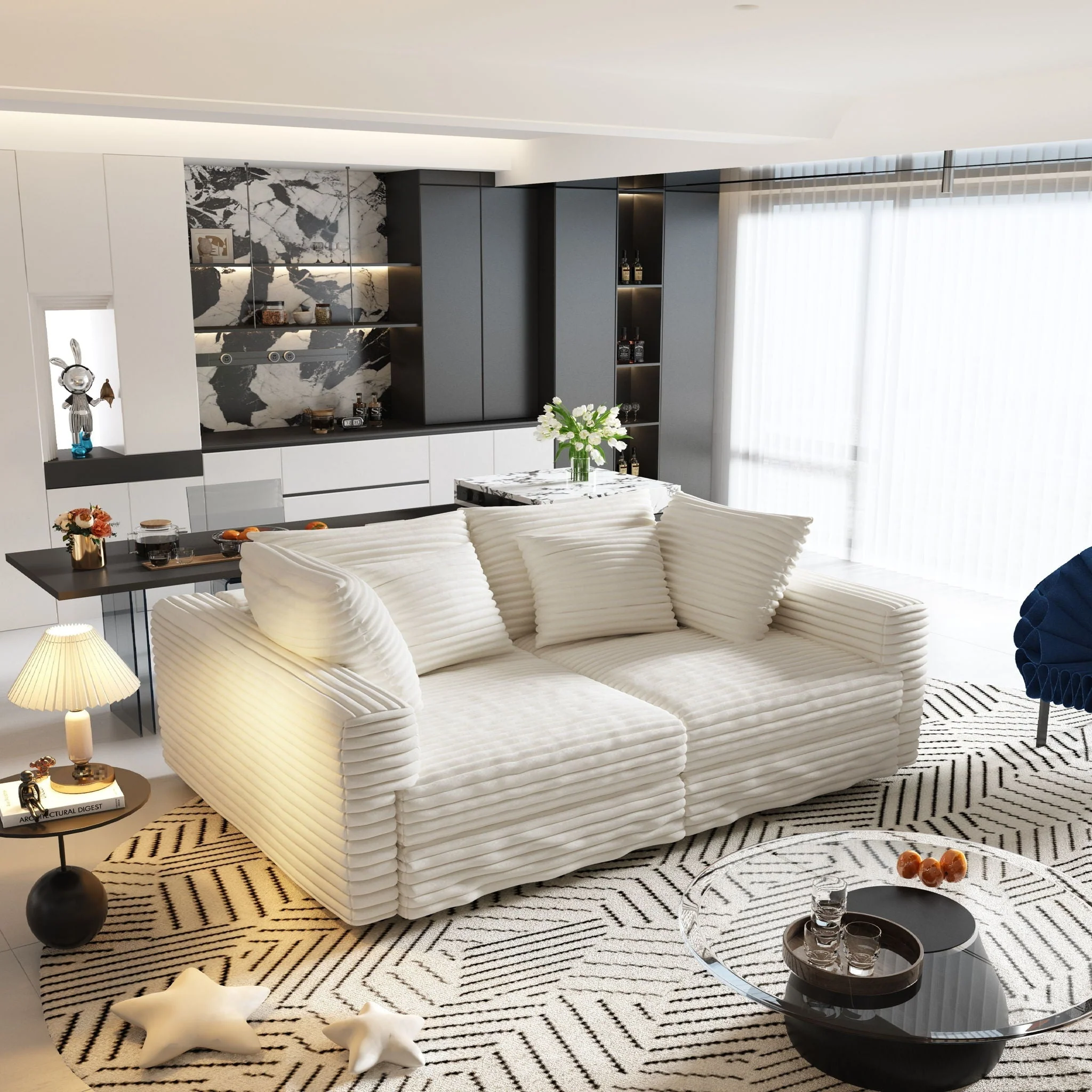 4 Seat Sofa, Modern Comfy Upholstered Sofa Cloud Couch, Deep Seat Couches With Soft Pillows - Image 23