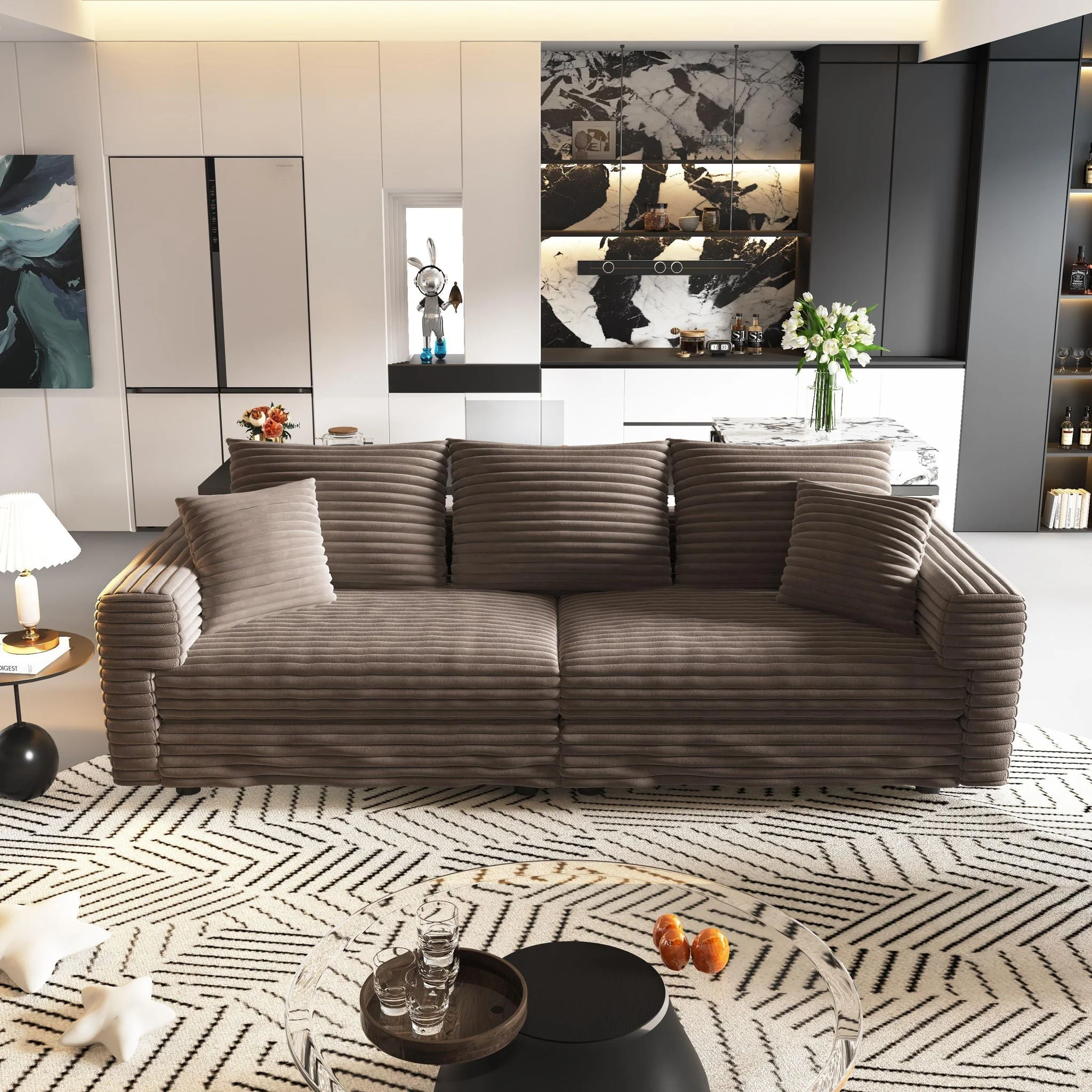 4 Seat Sofa, Modern Comfy Upholstered Sofa Cloud Couch, Deep Seat Couches With Soft Pillows - Image 24