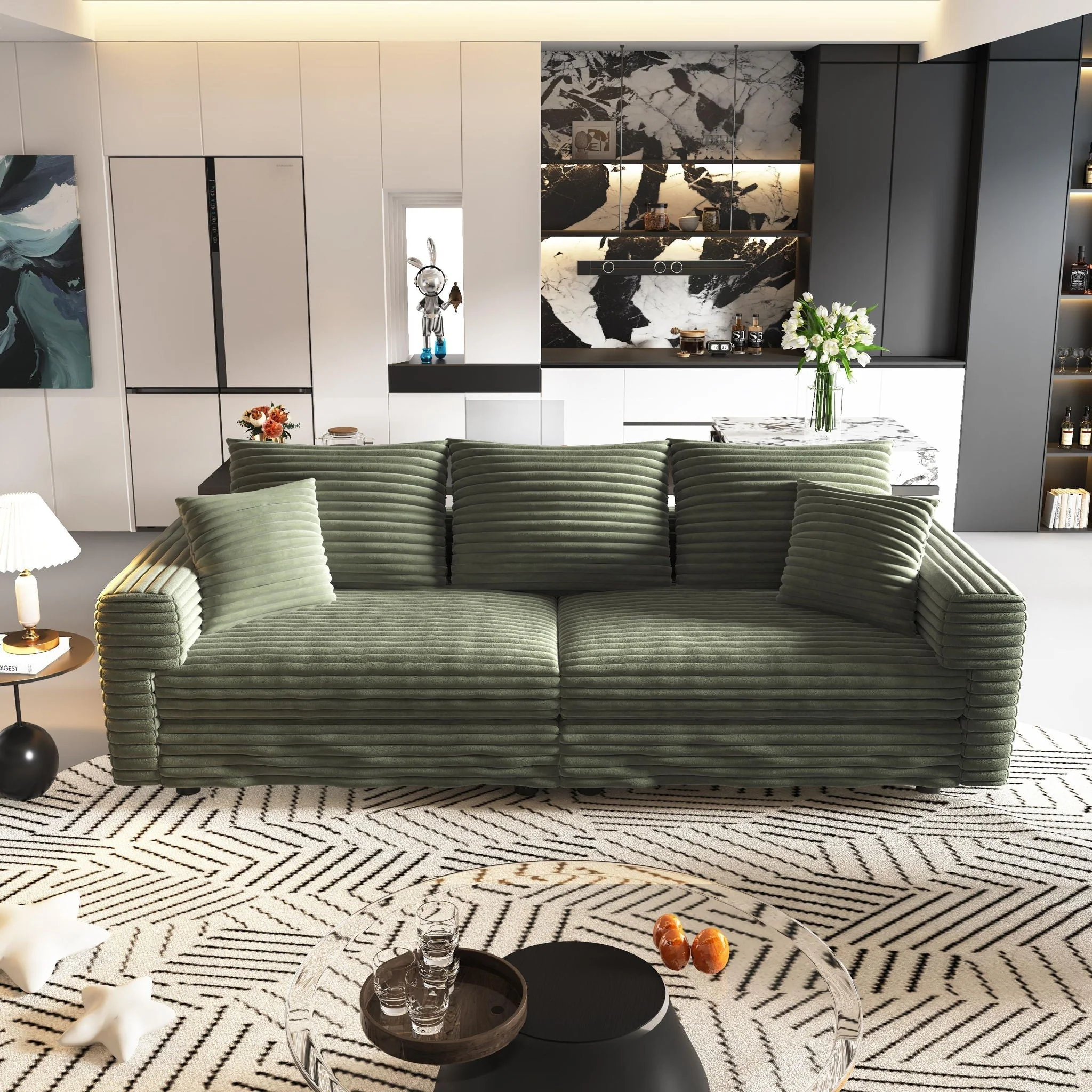 4 Seat Sofa, Modern Comfy Upholstered Sofa Cloud Couch, Deep Seat Couches With Soft Pillows - Image 26
