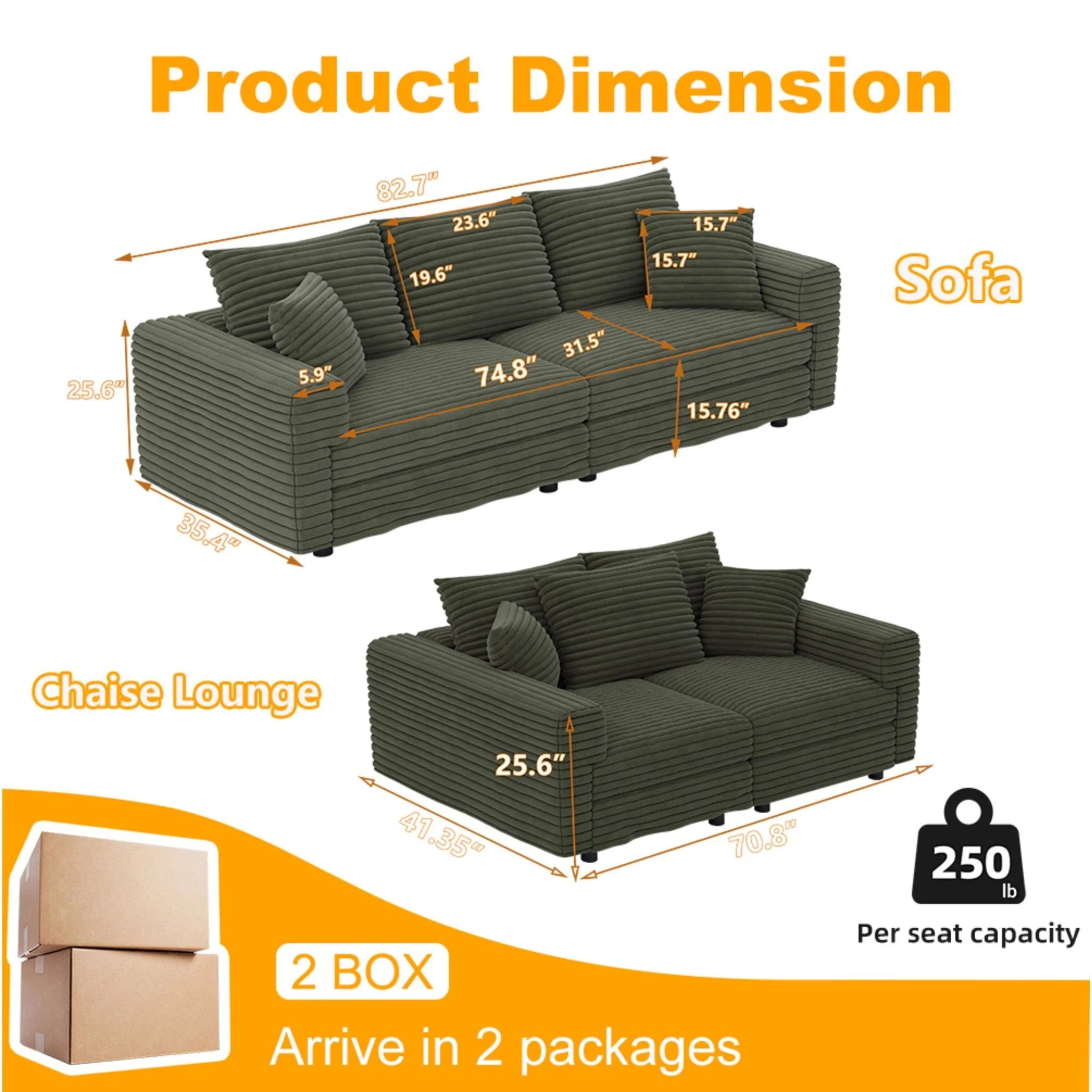 4 Seat Sofa, Modern Comfy Upholstered Sofa Cloud Couch, Deep Seat Couches With Soft Pillows - Image 27