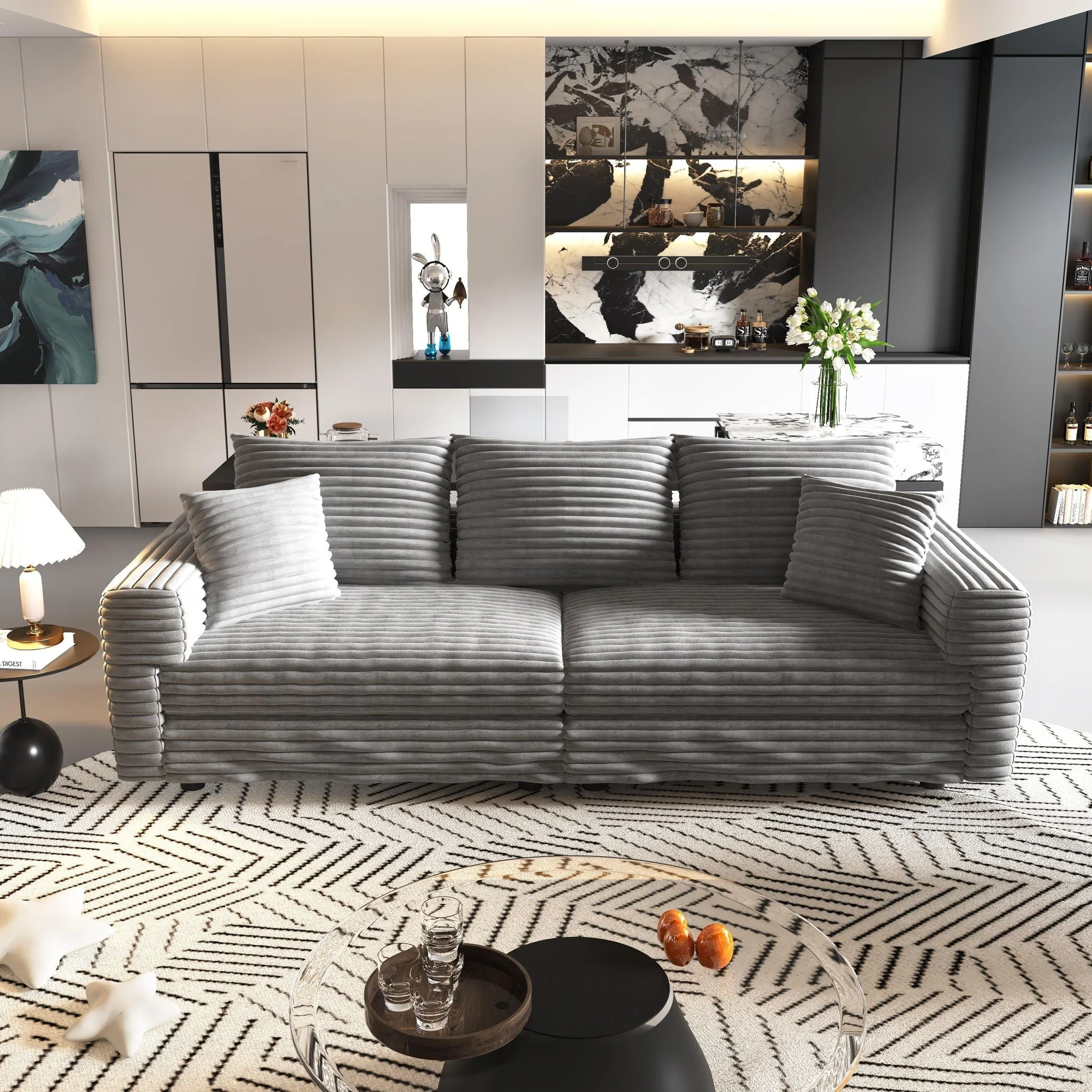 4 Seat Sofa, Modern Comfy Upholstered Sofa Cloud Couch, Deep Seat Couches With Soft Pillows - Image 28