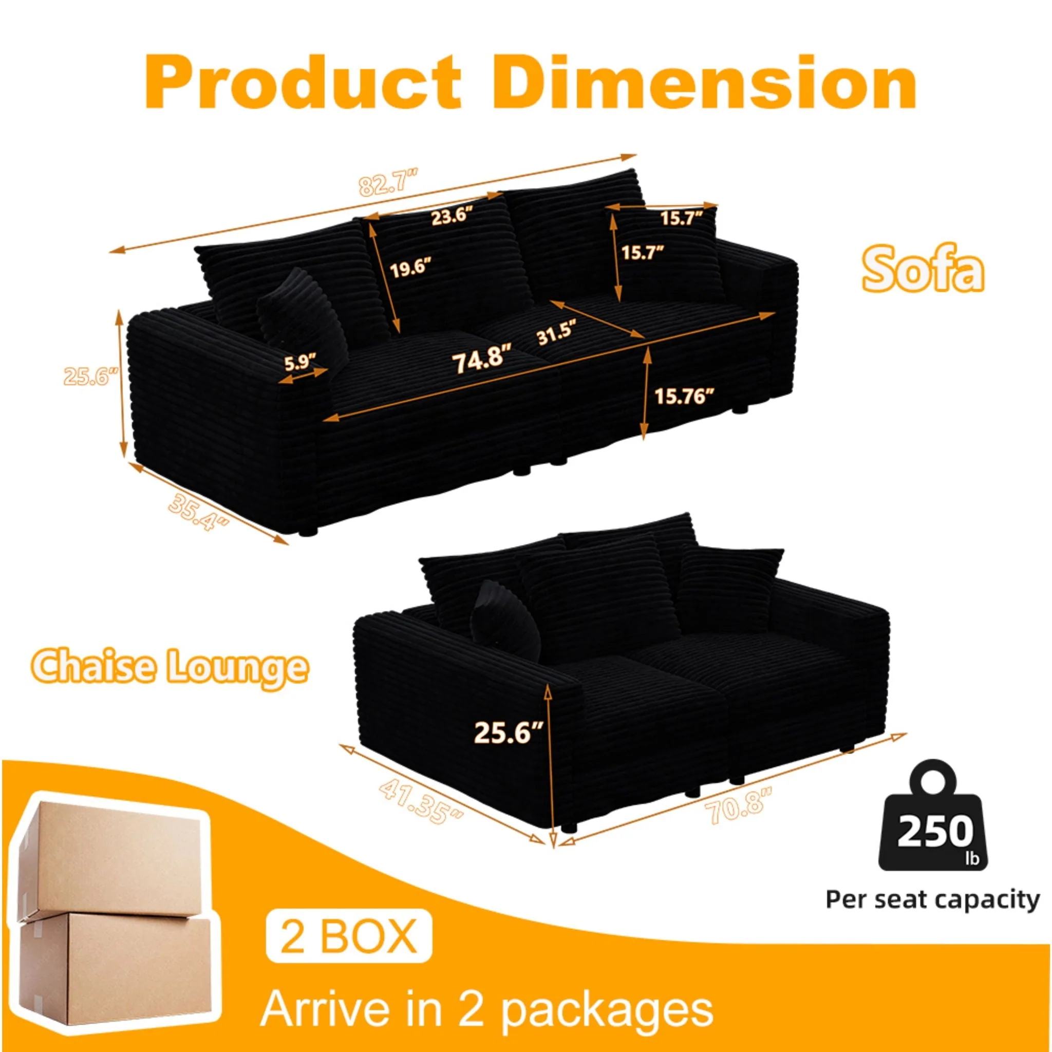 4 Seat Sofa, Modern Comfy Upholstered Sofa Cloud Couch, Deep Seat Couches With Soft Pillows - Image 29