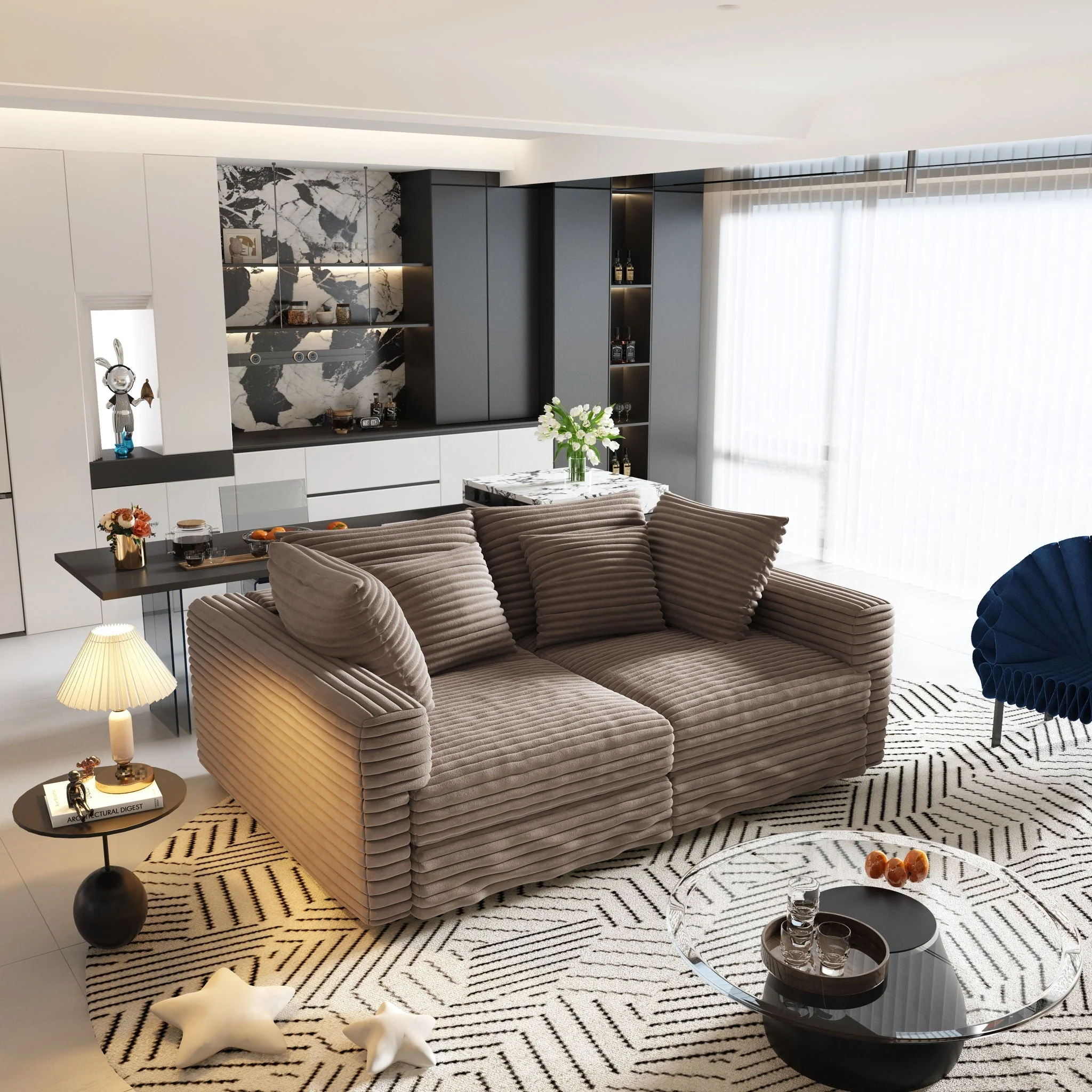 4 Seat Sofa, Modern Comfy Upholstered Sofa Cloud Couch, Deep Seat Couches With Soft Pillows - Image 30